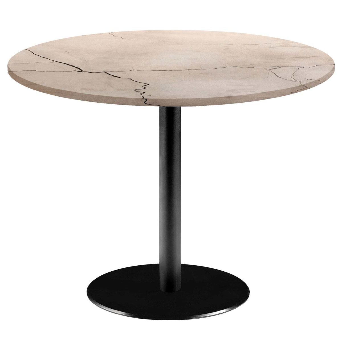 RestooTab Tisch Rome XL rund - Dekor Stein & Marmor 75x120 cm (HxØ); Platte sand, Gestell schwarz; rund