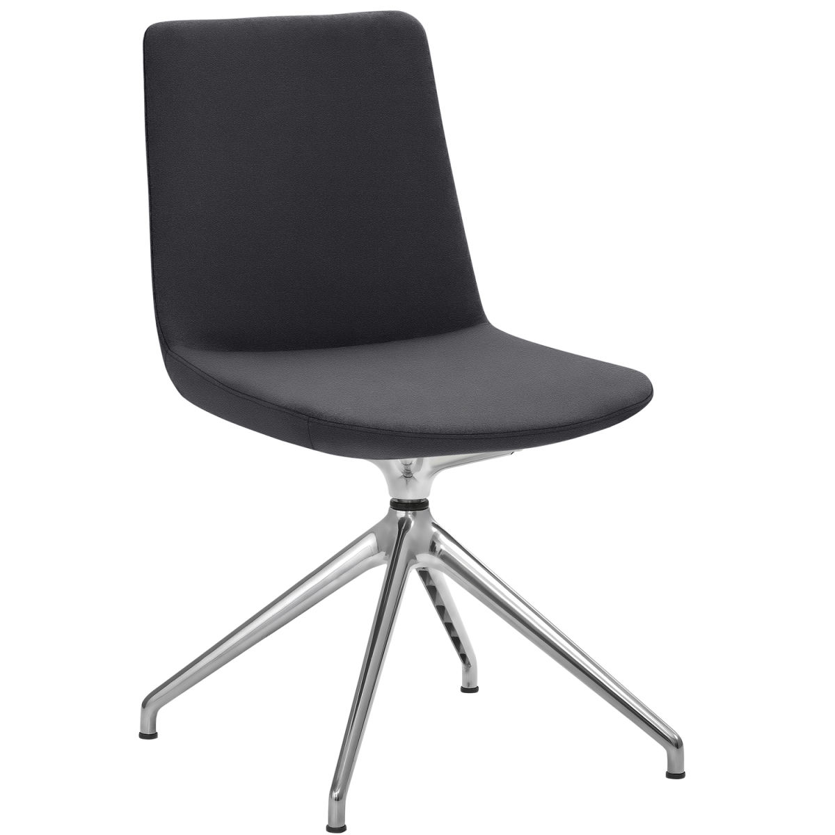 Mayer Sitzmöbel Stuhl Sternfuß-Gestell Mikrofaser in Lederoptik 48x55x88 cm (BxTxH); Sitz anthrazit, Gestell edelstahl