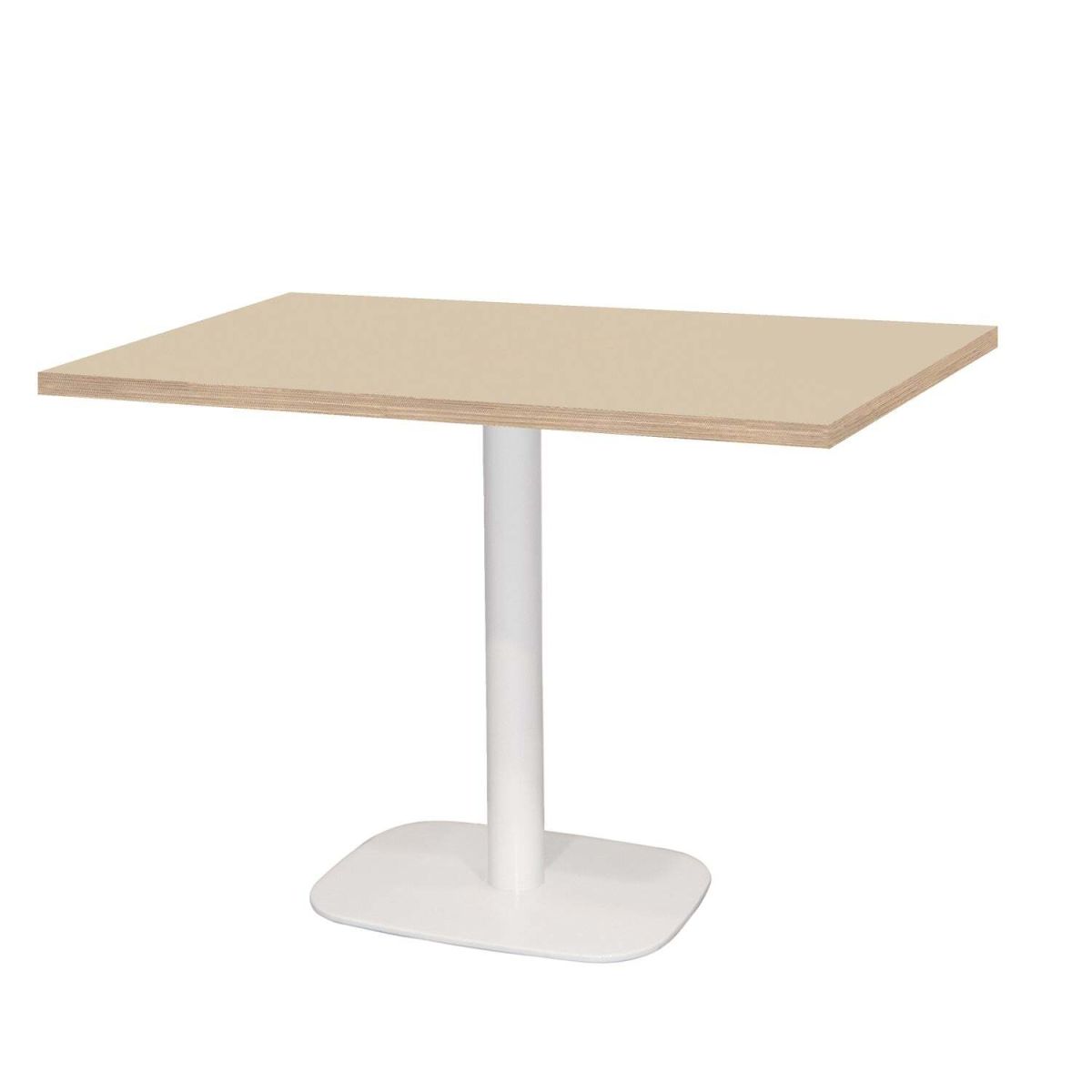 Tavolo Round rettangolare base bianco - laminato tinta unita RestooTab; 120x70x75 cm (LxLxH); beige/marrone; rettangolare