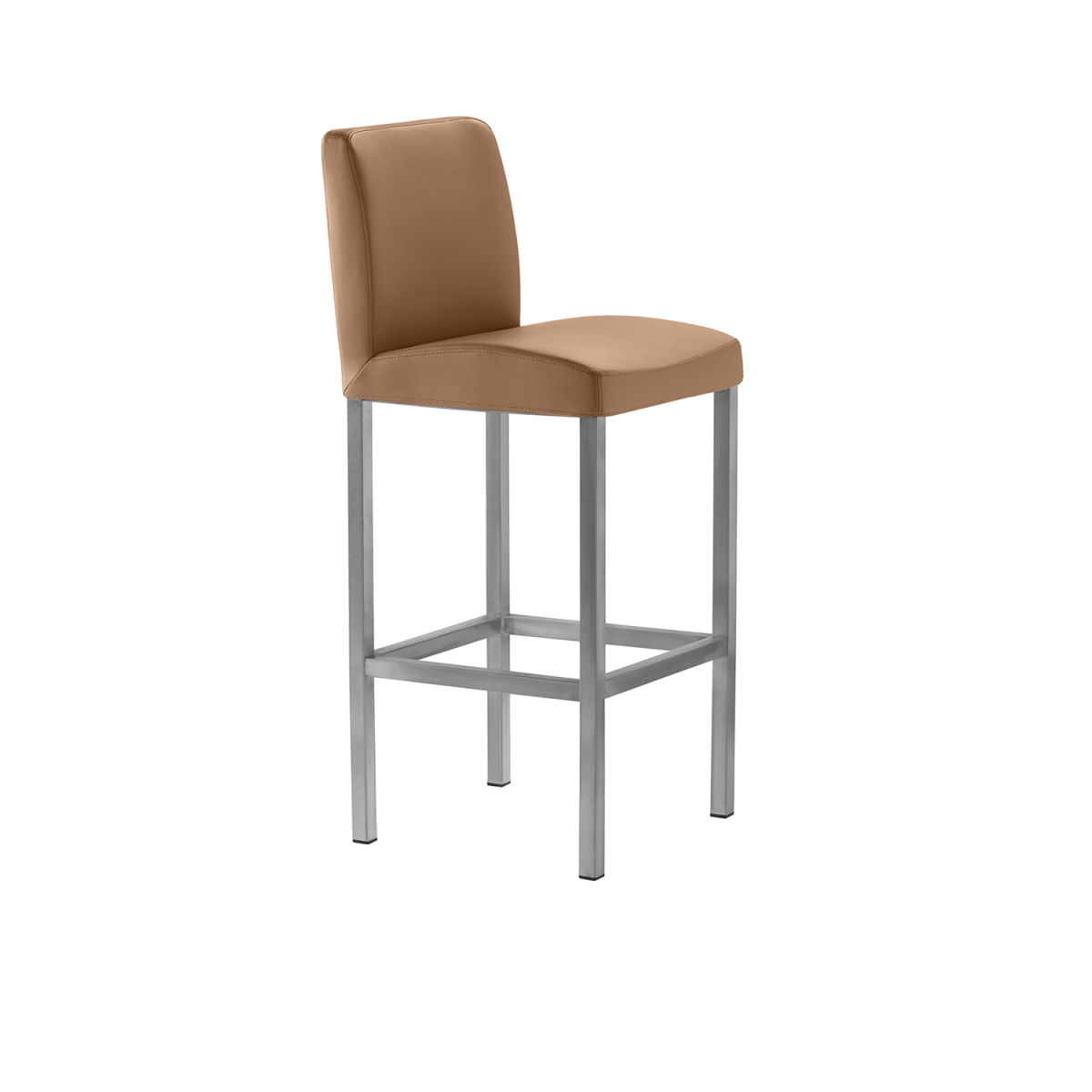 Mayer Sitzmöbel Barhocker Barstuhl, Vierfuß, Mikrofaser in Lederoptik, bis 150 kg 40x45x94 cm (BxTxH); Sitz hellbraun, Gestell silber