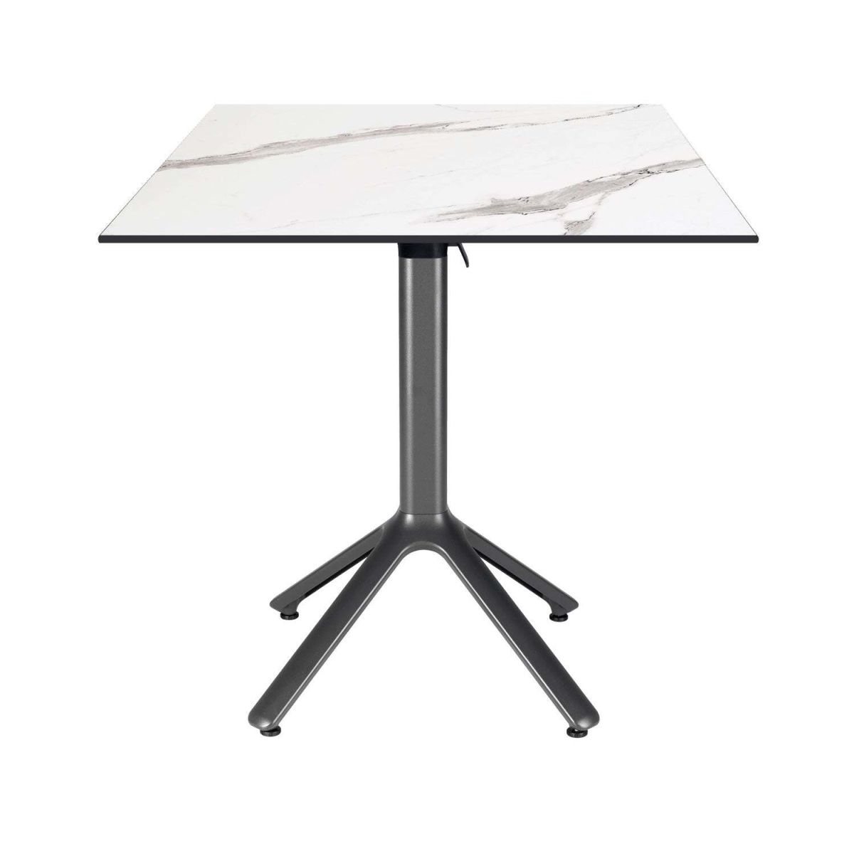 Tavolo pieghevole Nemo da esterno 70x70 RestooTab; 70x70x74 cm (LxLxH); Piano tavolo bianco/grigio/marmorizzato, struttura grigio scuro; quadrata