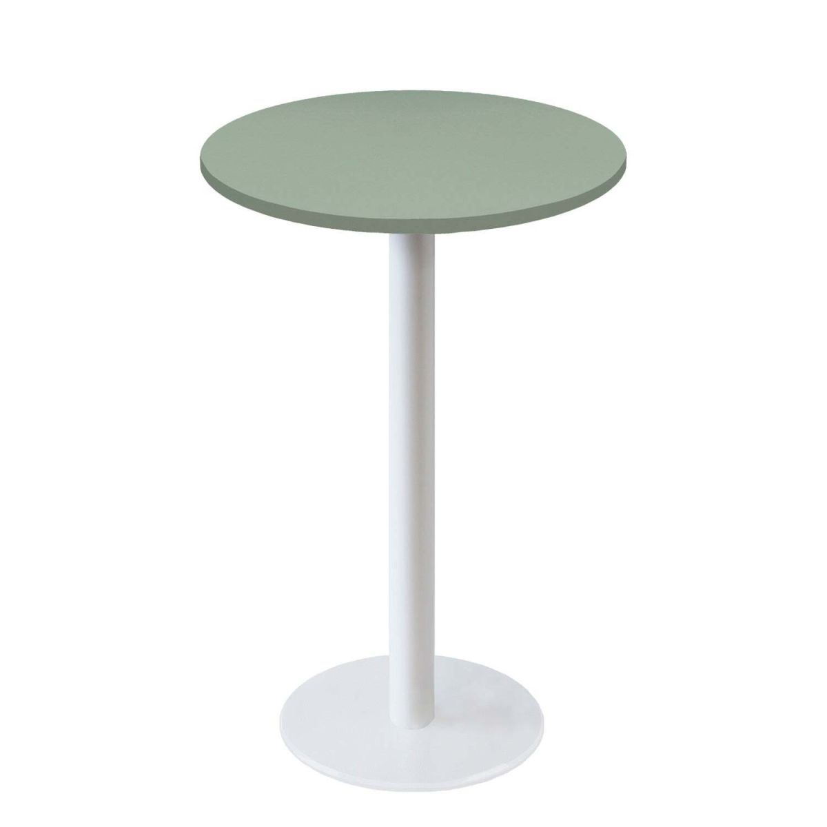 Tavolo alto Roma rotondo base bianco - laminato tinta unita RestooTab; 113x60 cm (HxØ); verde chiaro; rotonda