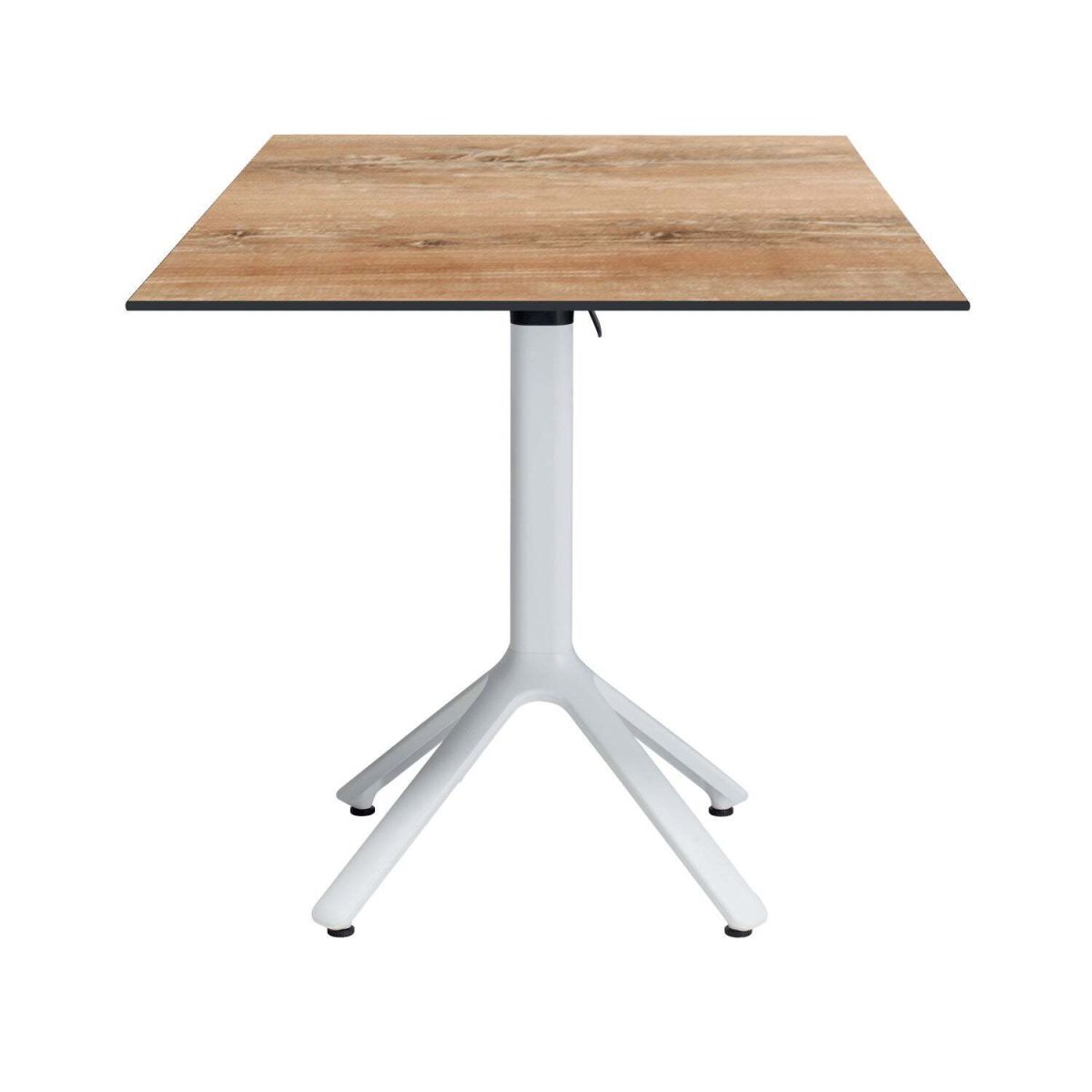 Tavolo pieghevole Nemo bianco da esterno 70x70 RestooTab; 70x70x74 cm (LxLxH); Piano tavolo quercia antica, struttura bianco; quadrata