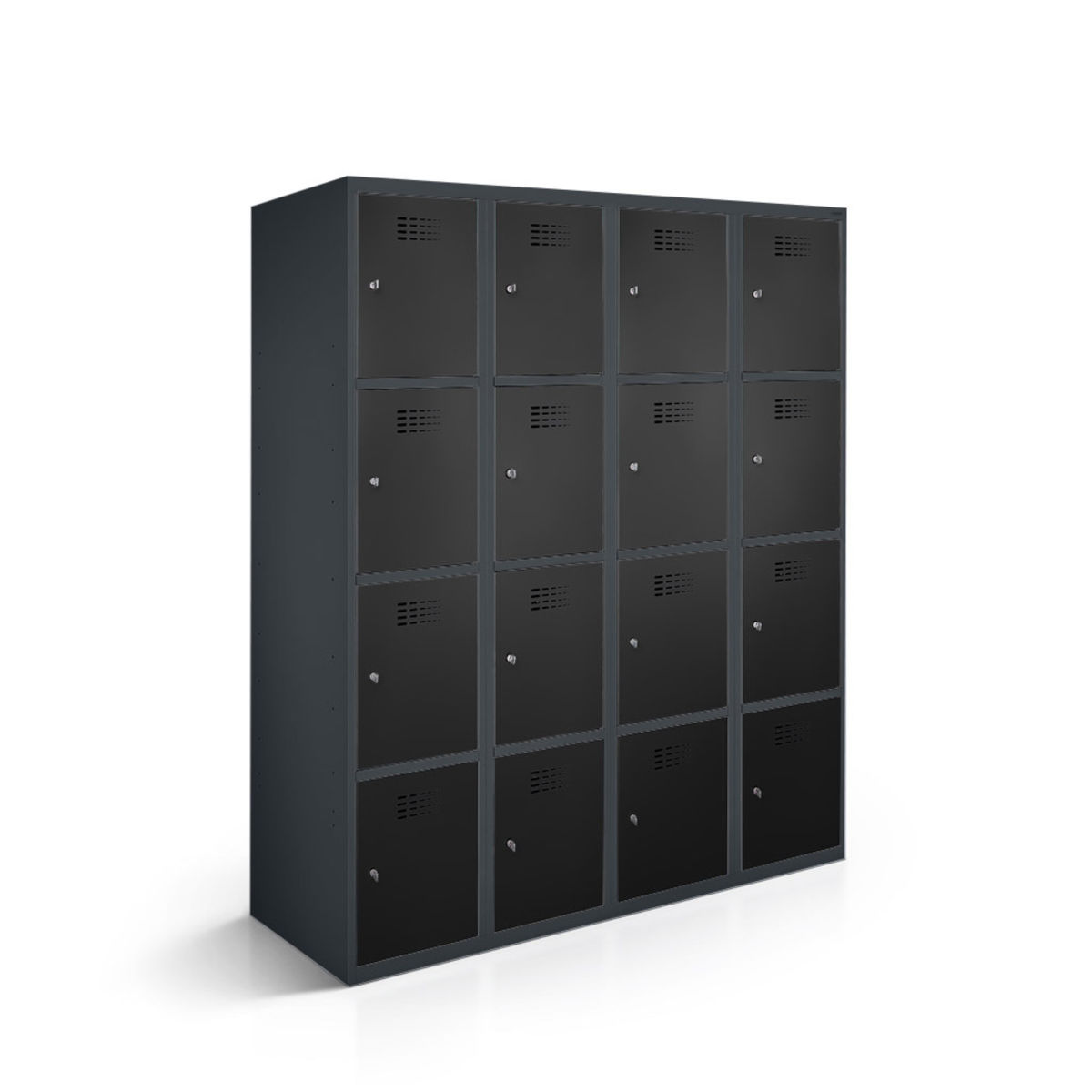 rotstahl Fächerschrank 16 Fächer mit anthrazitgrauem Korpus 120x50x180 cm (BxTxH); schwarz