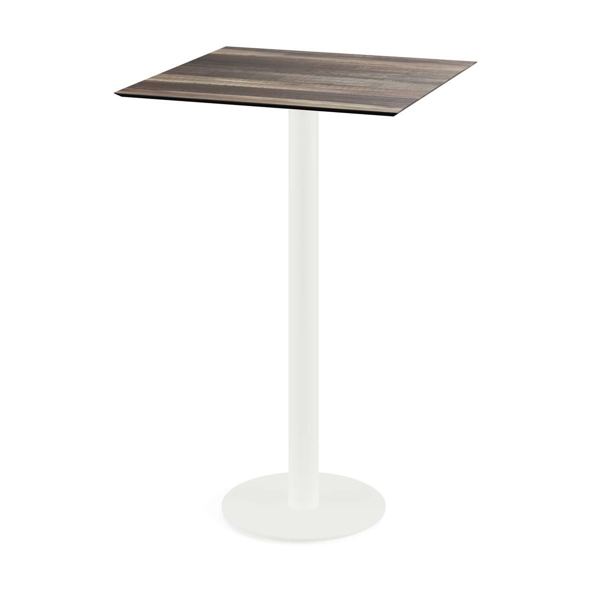 Feros Urban Stehtisch Weiß Gestell + HPL quadratisch 70x70x109.2 cm (LxBxH); hellbraun; quadratisch