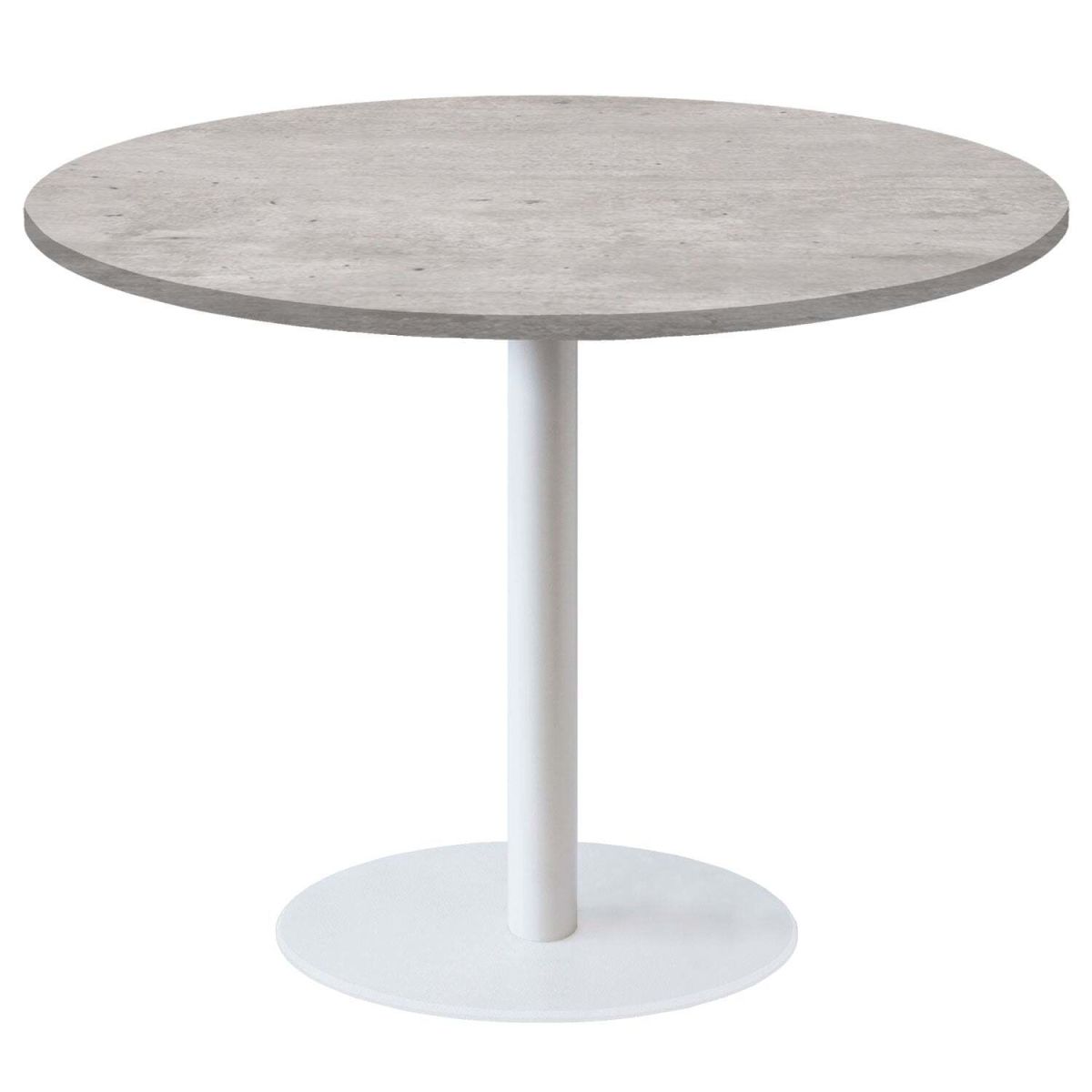 RestooTab Tisch Rome XL rund Gestell weiß - Dekor Stein 120x120x75x120 cm (LxBxHxØ); grau/beton; Gestell schwarz; rund