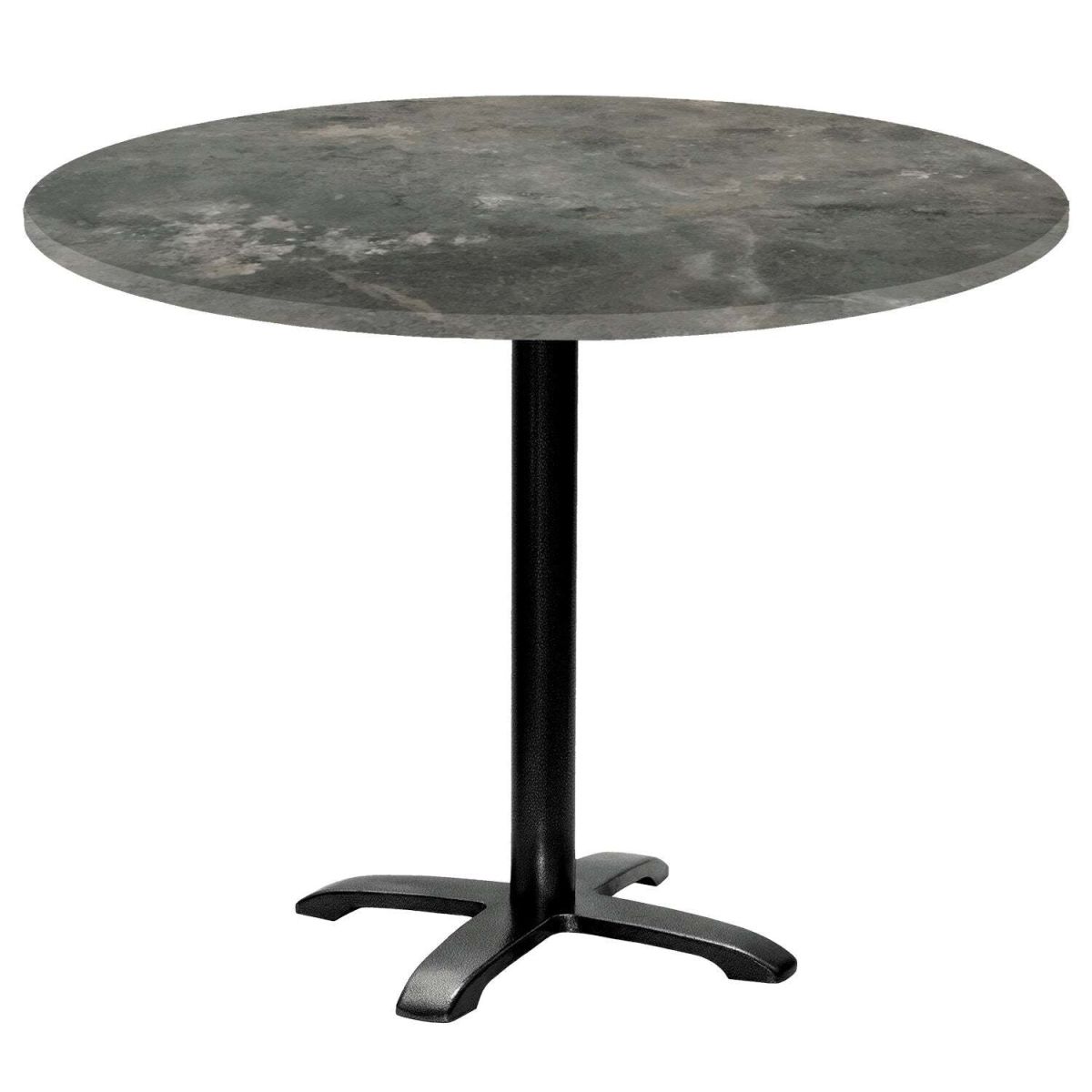 RestooTab Tisch Bazila rund - Dekor Stein 74x110 cm (HxØ); Platte graublau, Gestell schwarz; rund