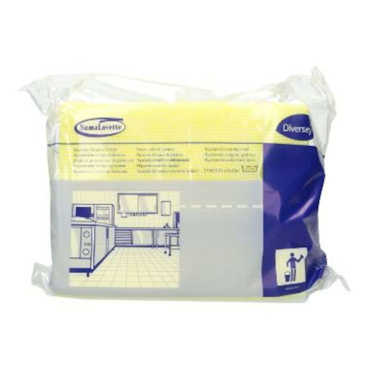Diversey Suma Lavette - Küchenhygienetuch mit Keimstopp, Hitzebeständiges Wisch- und Spültuch mit Keimstopp, 51 x 36 cm 40x30 cm (LxB); gelb; 6 Stück / Pack