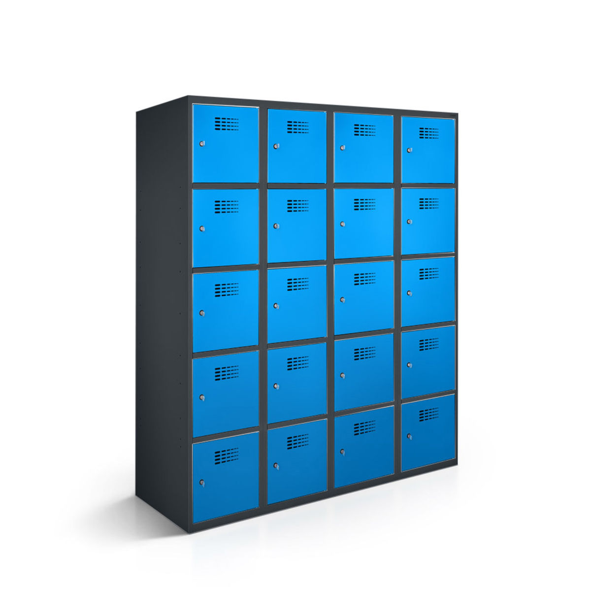 rotstahl Fächerschrank 20 Fächer mit anthrazitgrauem Korpus 120x50x180 cm (BxTxH); blau