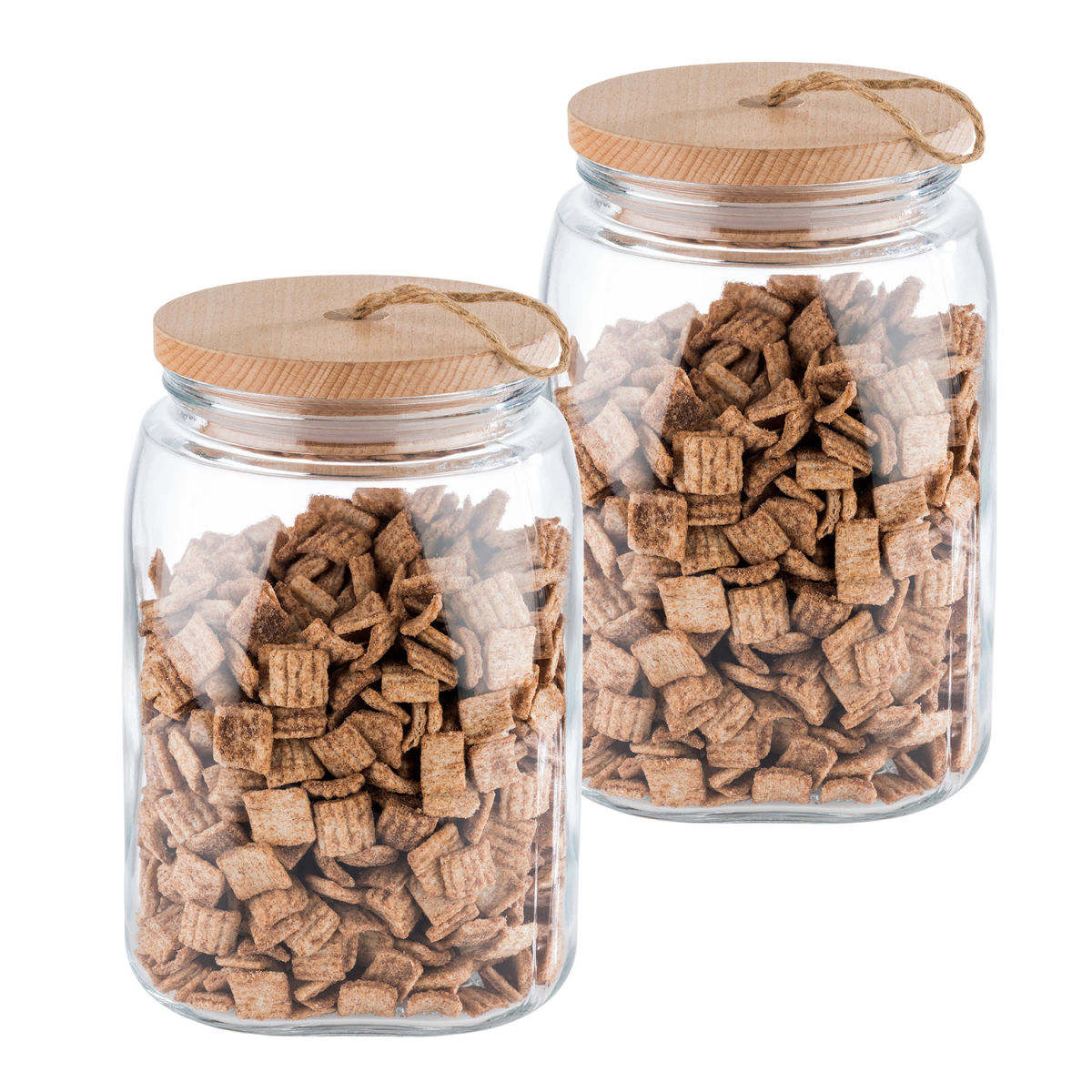 APS Vorratsglas WOODY, mit Holzdeckel; 2500 ml, 14x14x21.5 cm (LxBxH); transparent; 2 Stück / Pack
