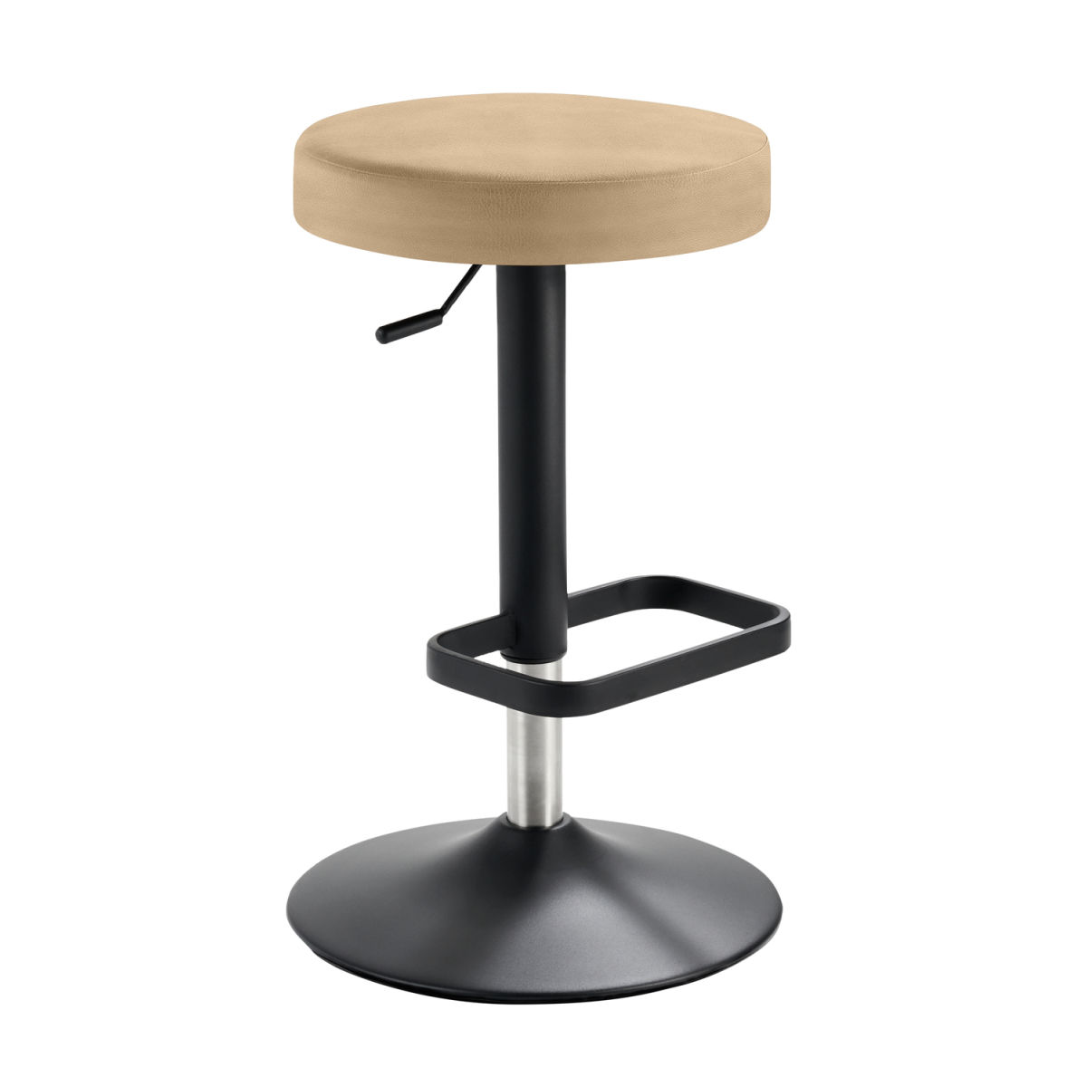Mayer Sitzmöbel Barhocker Tresenhocker Tellersitz, höhenverstellbar, Mikrofaser in Lederoptik 44x44x55 cm (BxTxH); Sitz beige, Gestell schwarz