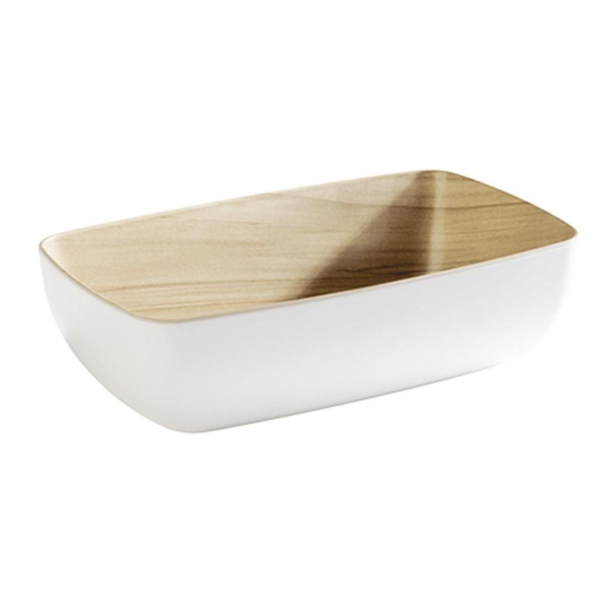 Ciotola per buffet Frida APS; 1800 ml, 26.5x16.2x7.5 cm (LxLxH); bianco/acero; rettangolare
