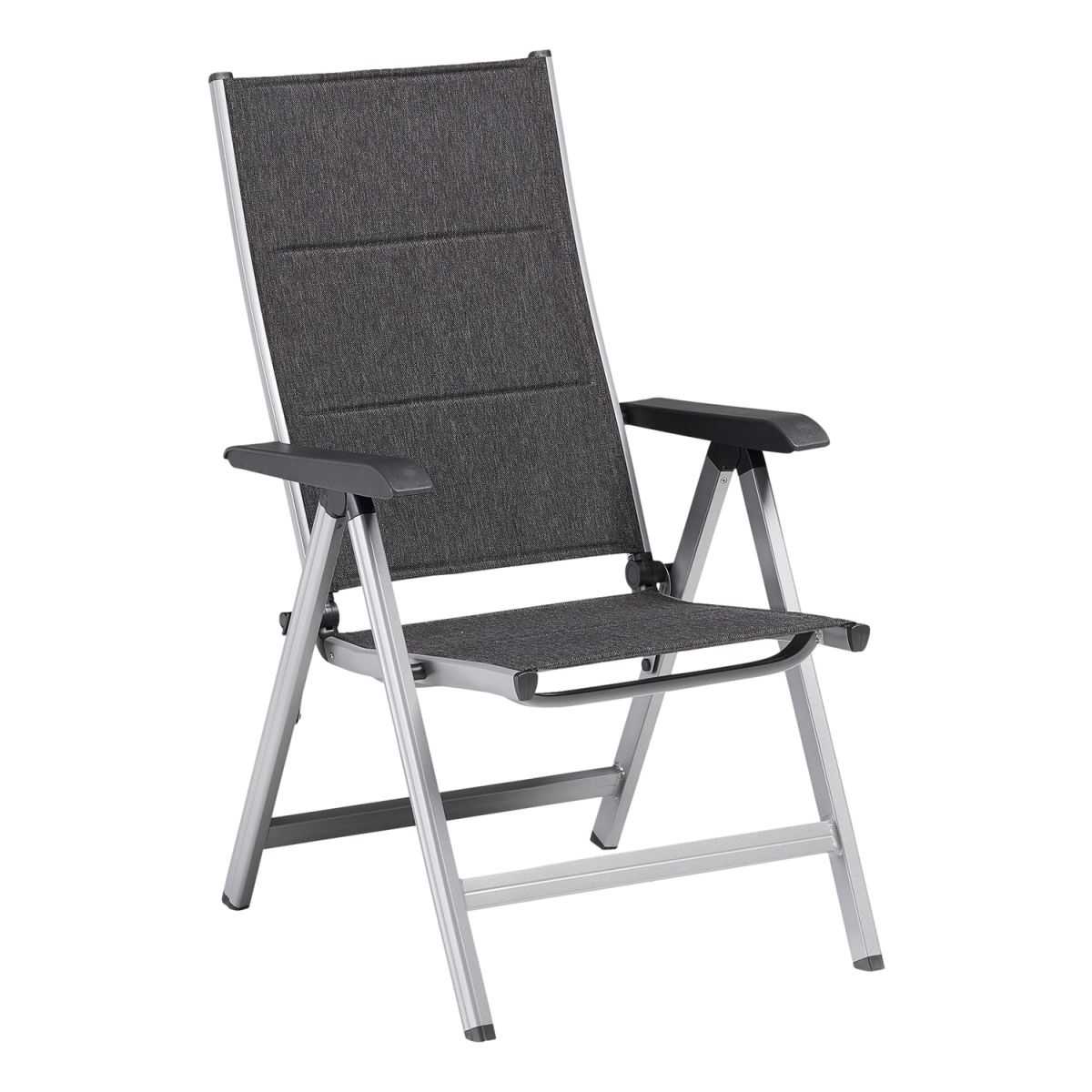 KETTLER Multipositionssessel padded BASIC PLUS PADDED; 61x68x109 cm (BxTxH); Sitz anthrazit meliert, Gestell silber