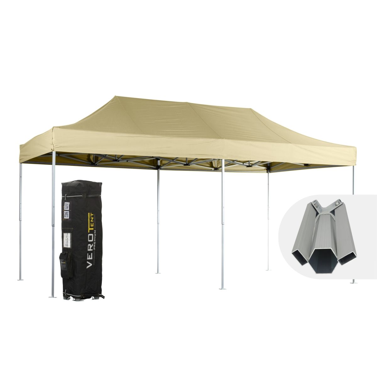 VeroTENT VeroTENT Faltpavillon 3x6m Budget50 mit Dach 300x600x330 cm (LxBxH); beige