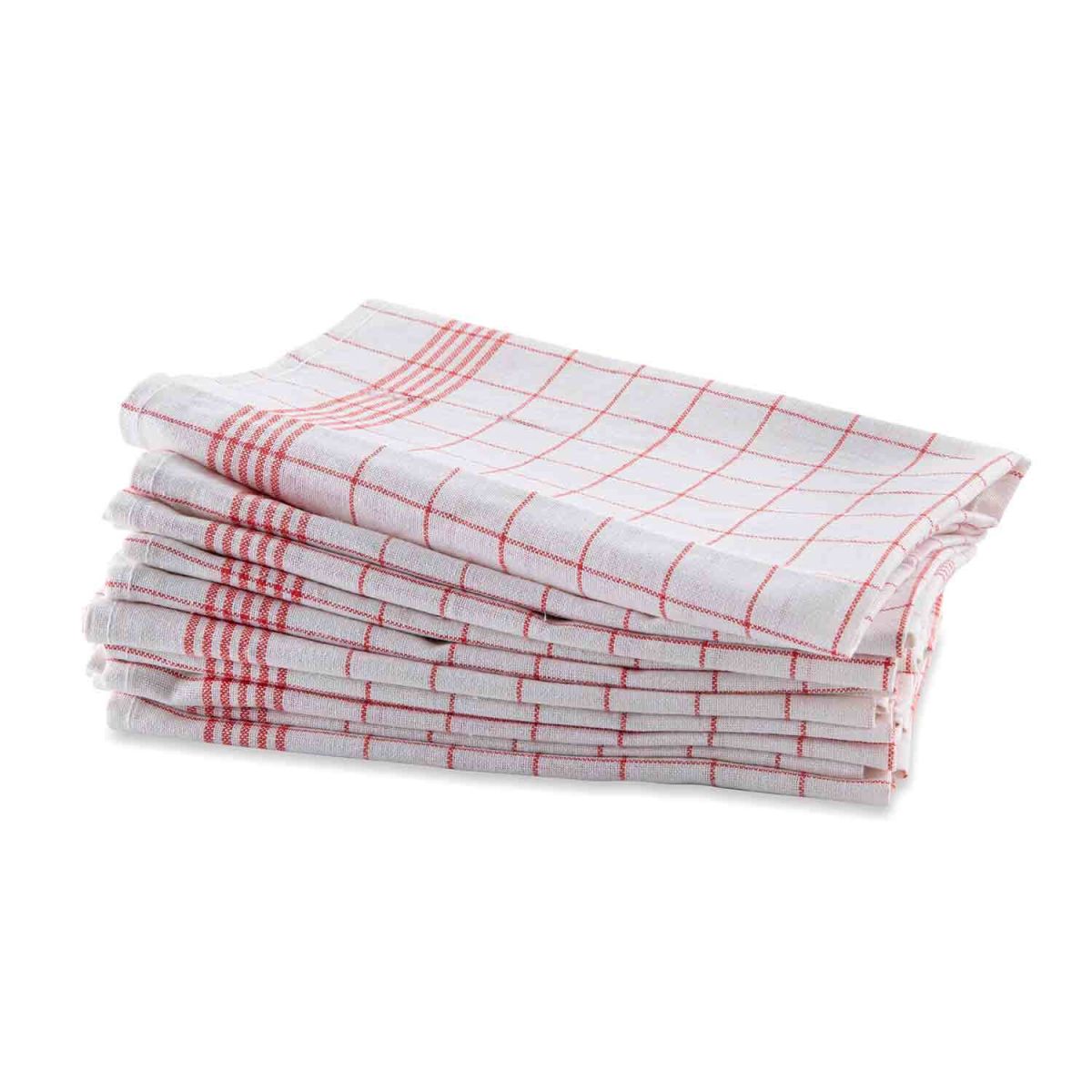 bertsch Hotelwäsche Geschirrtücher rot-weiss-kariert 50/70 cm, aus Halbleinen 50x70 cm (BxL); rot; 10 Stück / Pack