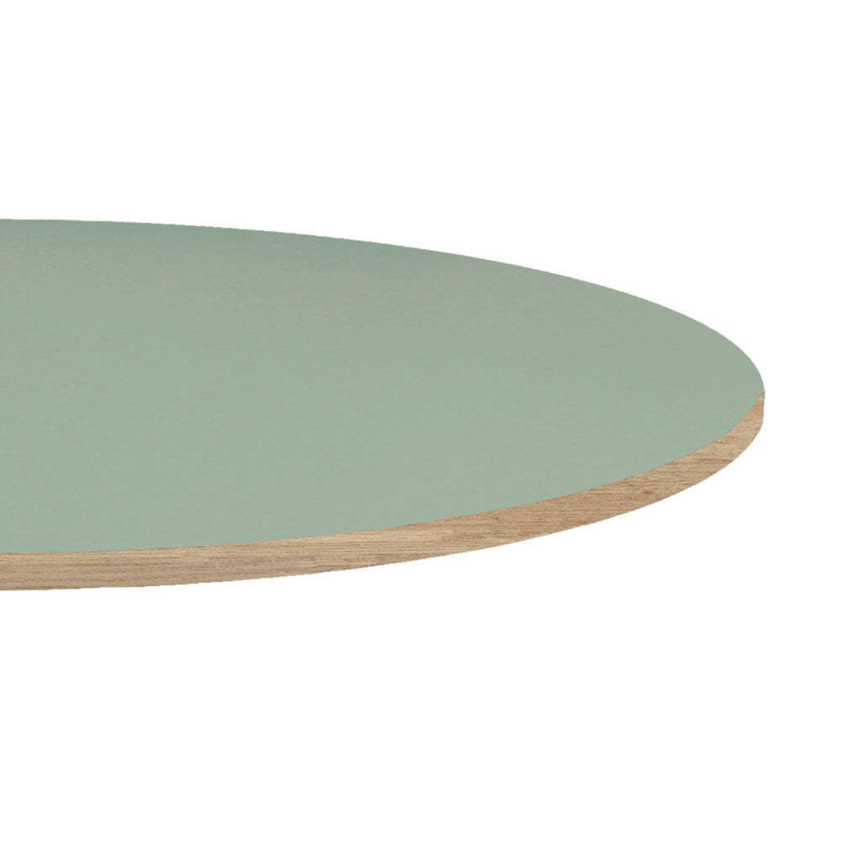 Piano tavolo rotondo, bordi effetto legno RestooTab; 120x120 cm (LxL); verde chiaro; rotonda