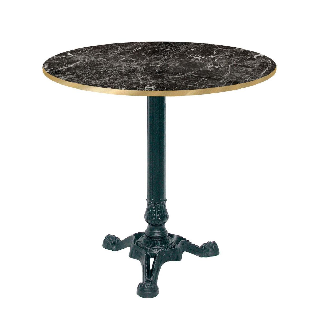 RestooTab Tisch Bistrot rund - Kanten messingfarben 70x70x75x70 cm (LxBxHxØ); schwarz/marmoriert/messing; Gestell schwarz; rund