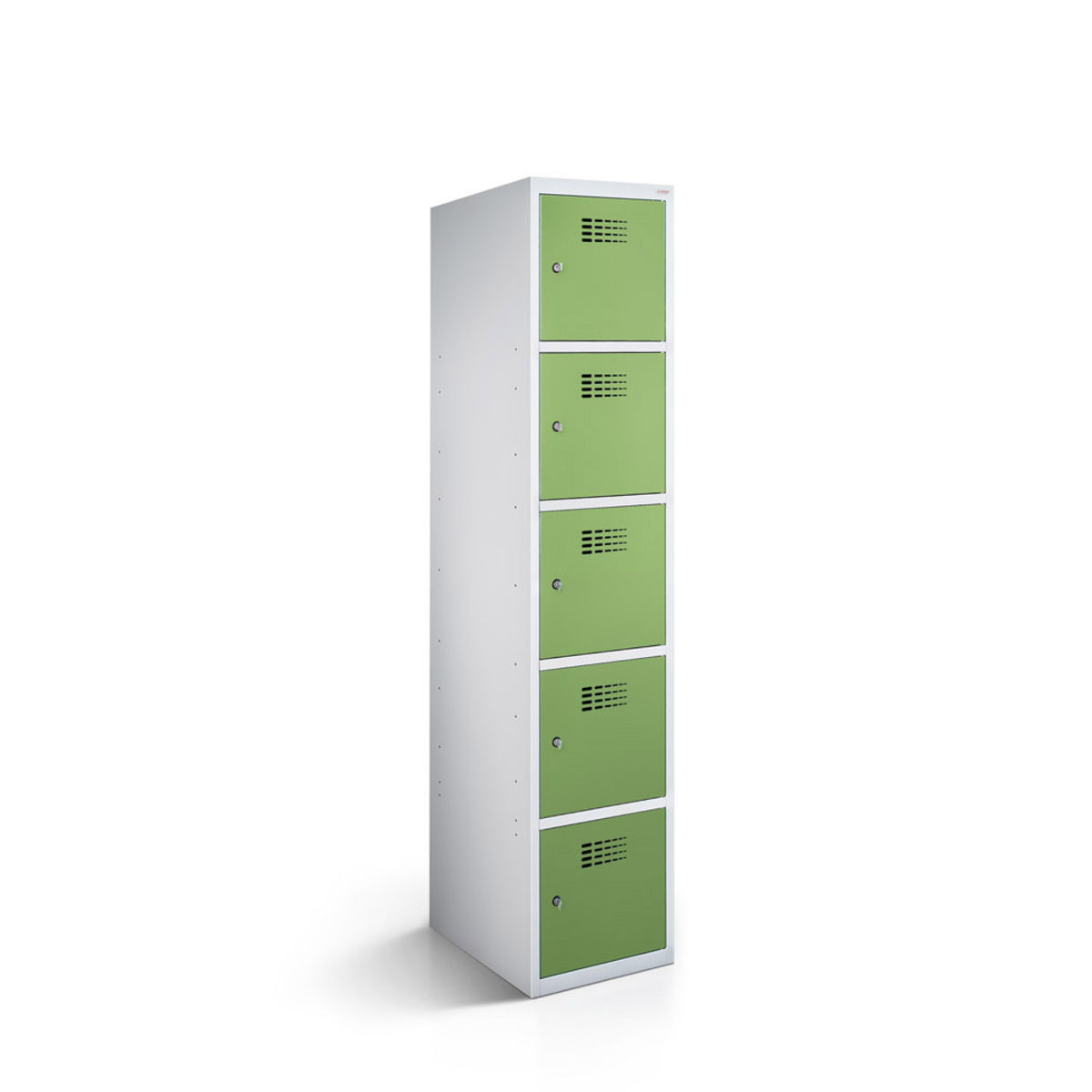 rotstahl Fächerschrank 5 Fächer mit lichtgrauem Korpus 40x50x180 cm (BxTxH); hellgrün
