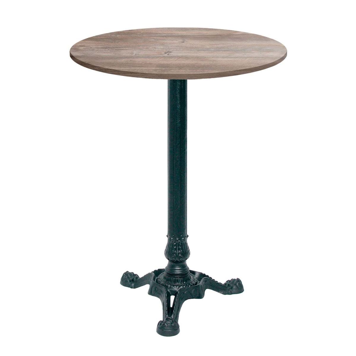RestooTab Stehtisch Bistrot rund - Dekor Stein & Holz 60x60x113x60 cm (LxBxHxØ); eiche/grau; Gestell schwarz; rund