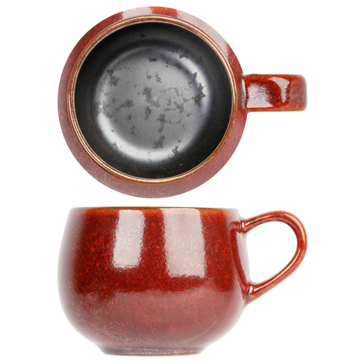 Cosy & Trendy Elements Maroon Kaffeetasse 19Cl D7Xh6,2Cm Mit Henkel 190 ml, 8.5x11x7x5.5 cm (LxBxØxH); rostbraun/anthrazit; rund; 6 Stück / Pack