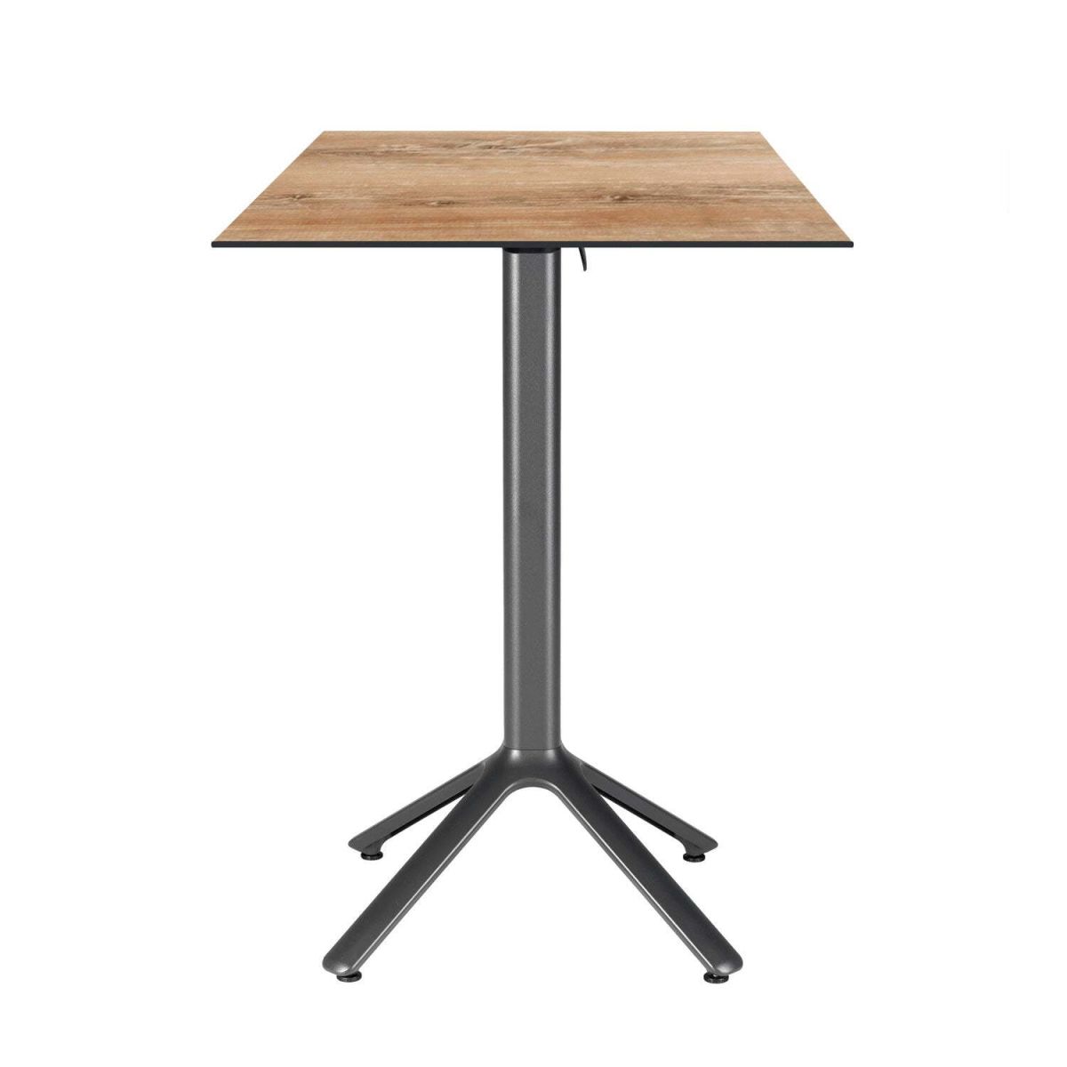 Tavolo alto pieghevole Nemo da esterno 60x60 RestooTab; 60x60x110 cm (LxLxH); Piano tavolo quercia antica, struttura grigio scuro; quadrata
