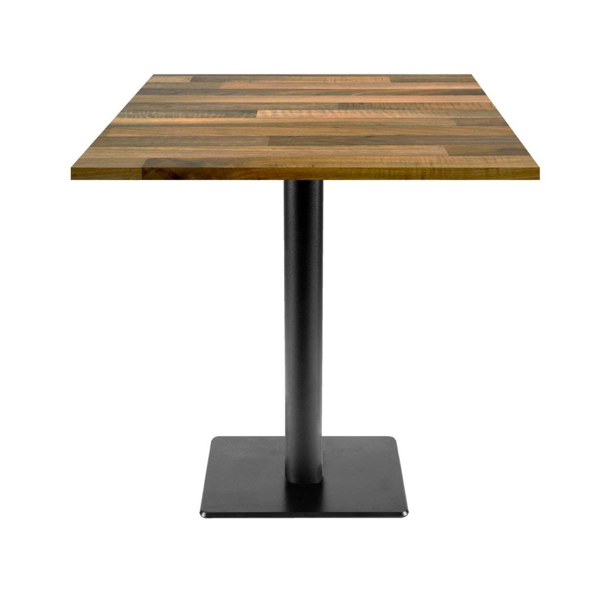 RestooTab Tisch Milan T quadratisch - Dekor Holz 70x70x75 cm (LxBxH); Platte eiche/dunkelbraun, Gestell schwarz; quadratisch