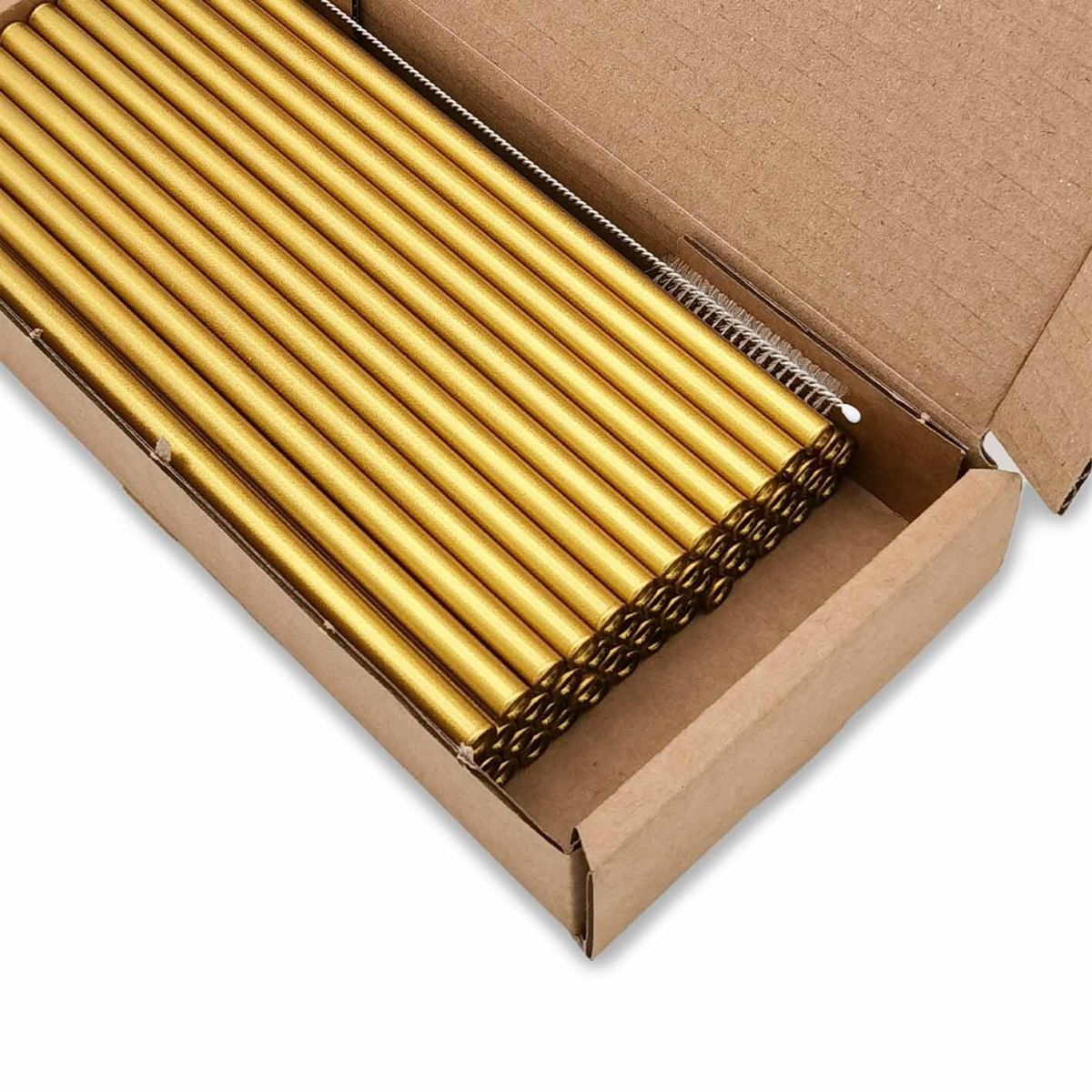 Gastro Pionier 50x Glas Trinkhalme farbig 0.8x15 cm (ØxL); gold; 50 Stück / Pack