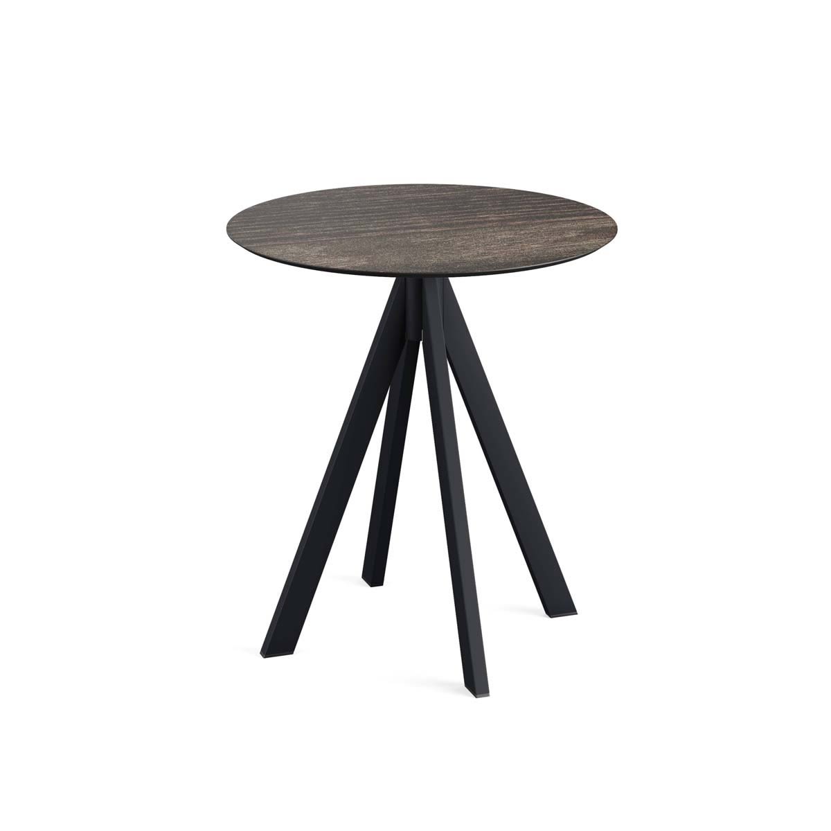 Feros Terrassentisch Infinity Schwarz Gestell + HPL rund 73.2x70 cm (HxØ); dunkelbraun; rund