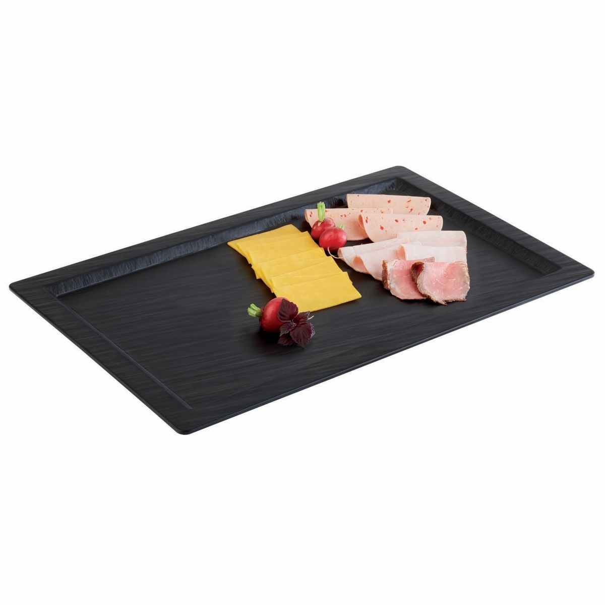 APS GN 1/1 Tablett SLATE, Melamin GN 1/1, 53x32.5x1.5 cm (LxBxH); schwarz; rechteckig