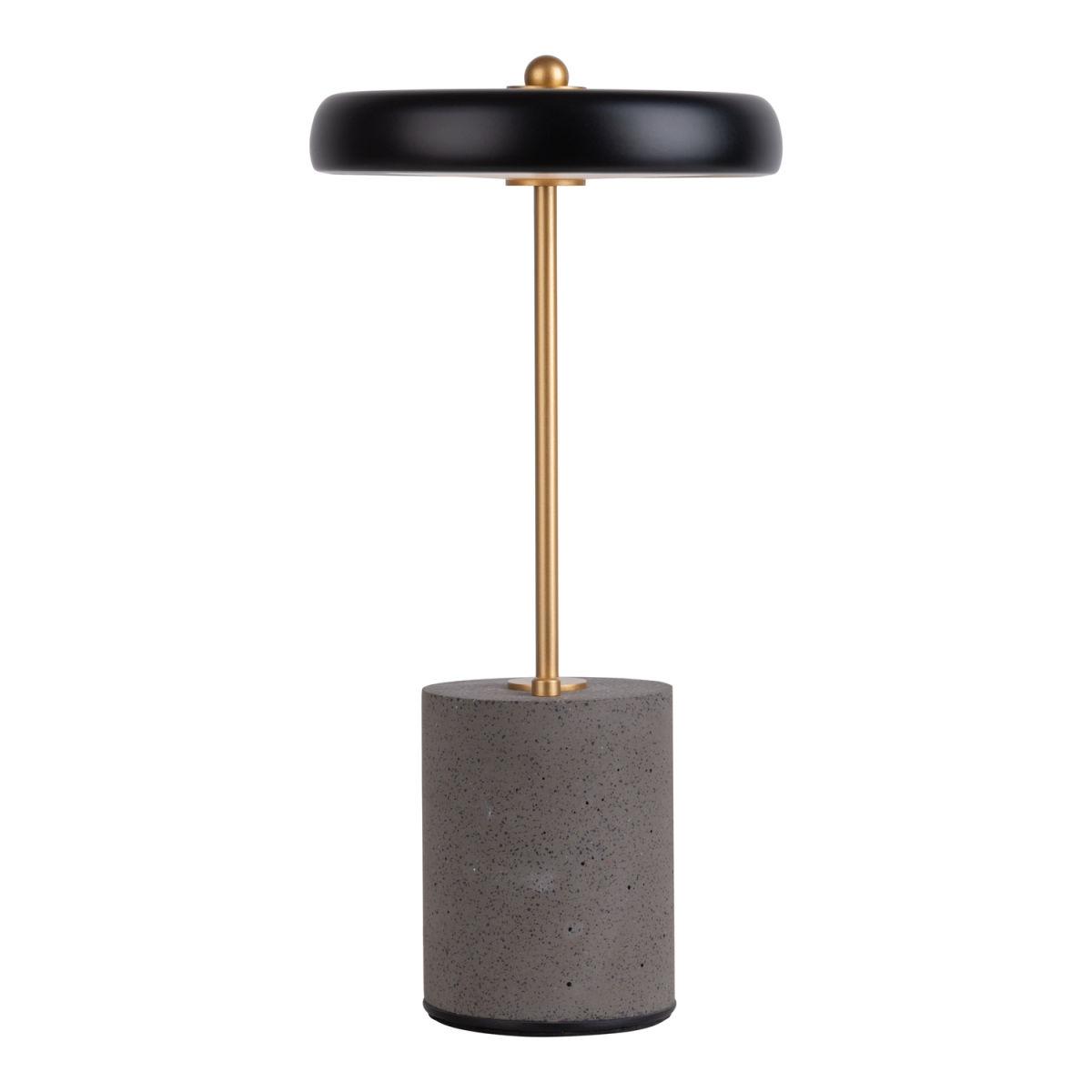 NÄVE Leuchten Akku Tischleuchte SETA 15x15x15x30 cm (LxBxØxH); schwarz/gold; Gestell grau
