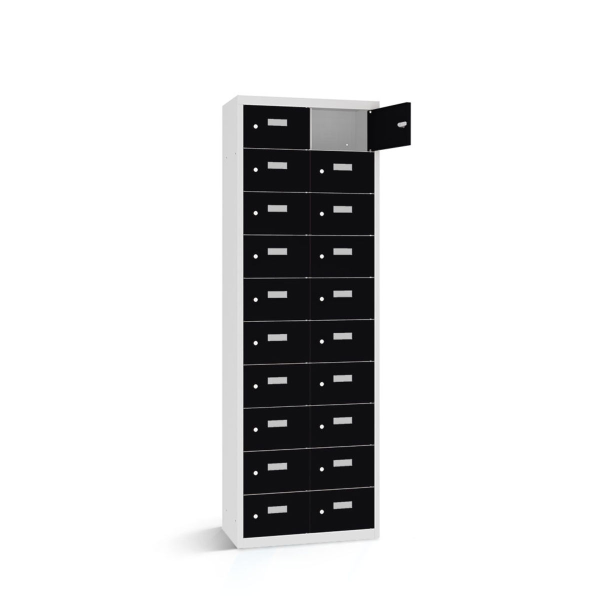 rotstahl Wertfachschrank 20 Fächer mit lichtgrauem Korpus 60x50x180 cm (BxTxH); schwarz