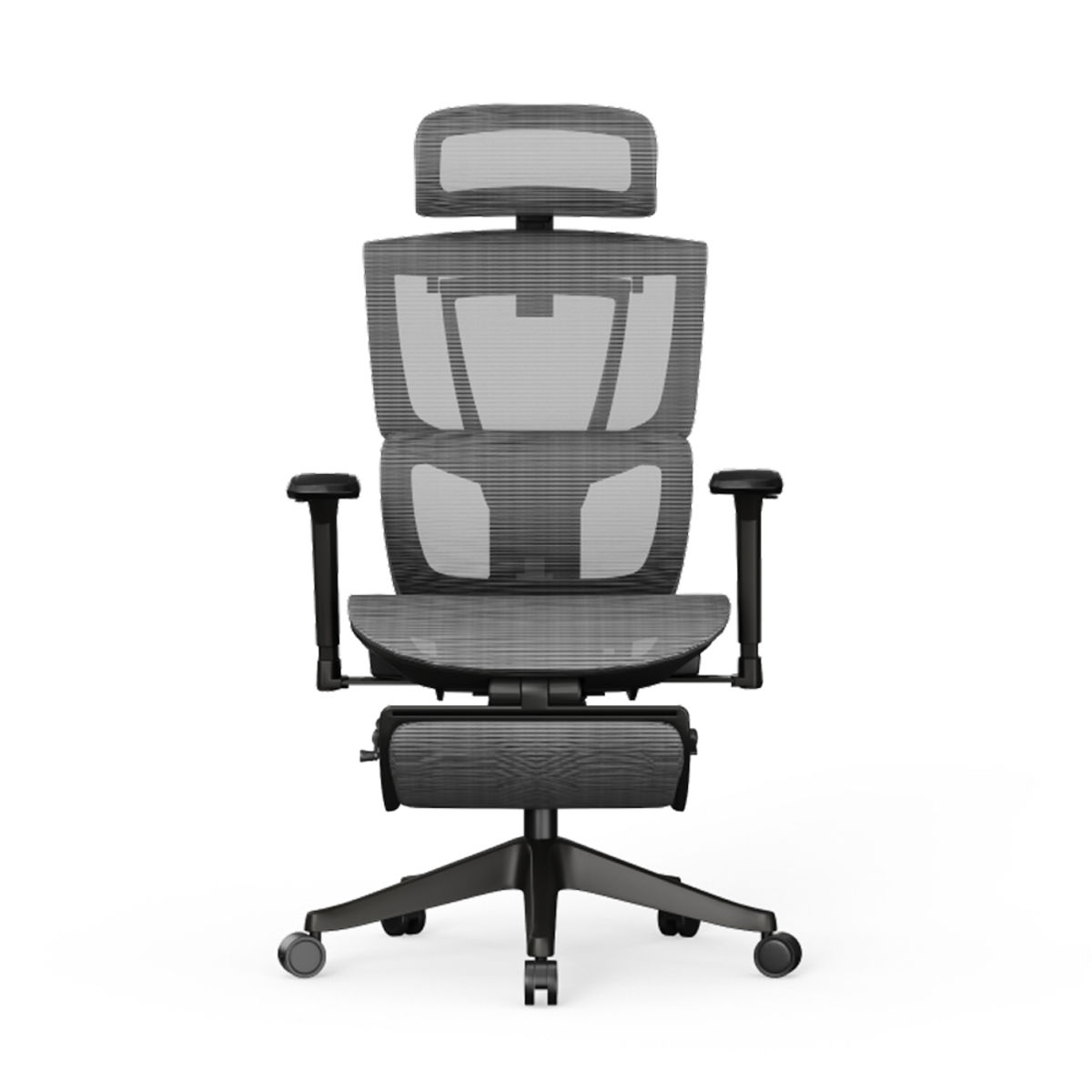 FlexiSpot Ergonomischer Bürostuhl Mesh-Sitz, ausziehbare Fußstütze; 71x47x65 cm (BxHxT); dunkelgrau