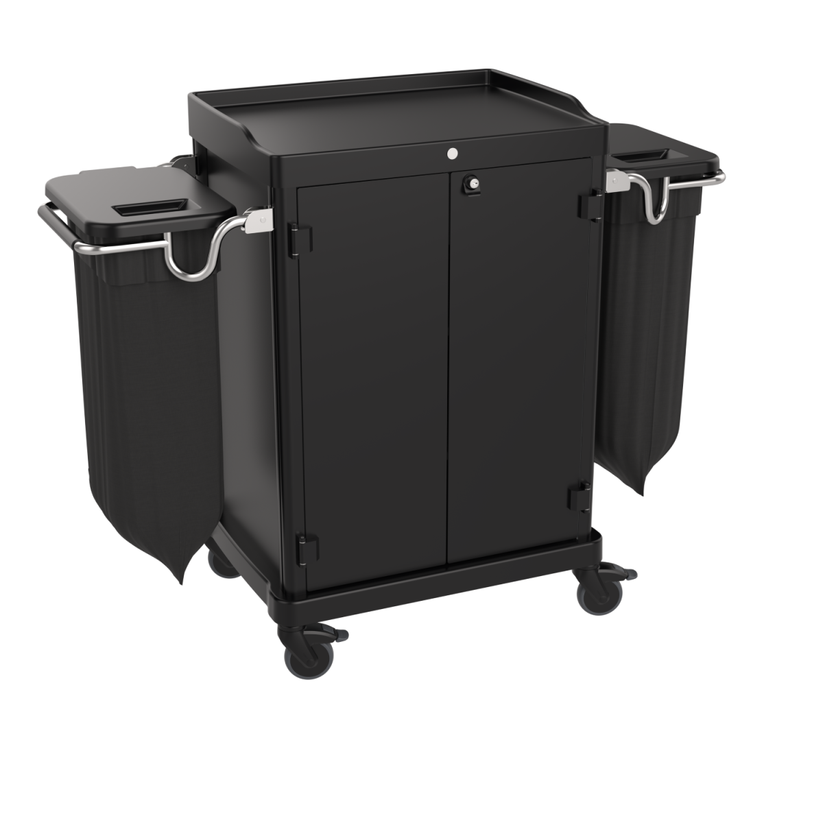 QUATRO Praktischer Zimmermädchenwagen mit Türen V3 142x110 cm (BxH); schwarz
