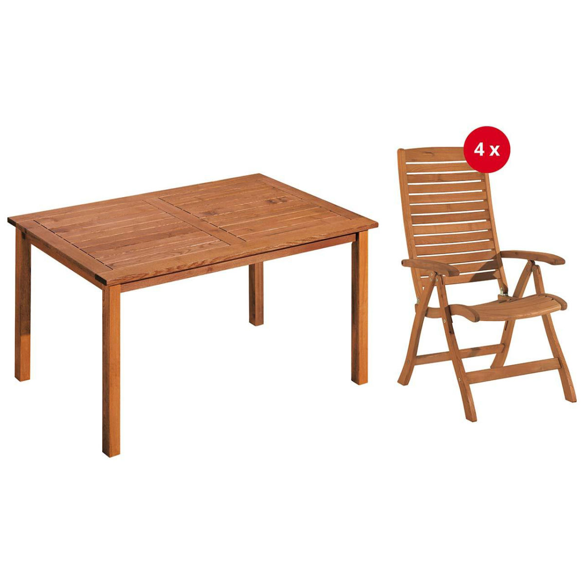 Rondo Gartenmöbel-Set 'Manja', 5-teilig, 4 Stühle, 1Tisch 150 x 90 cm; 150x90x75 cm (BxTxH); Sitz braun, Gestell braun