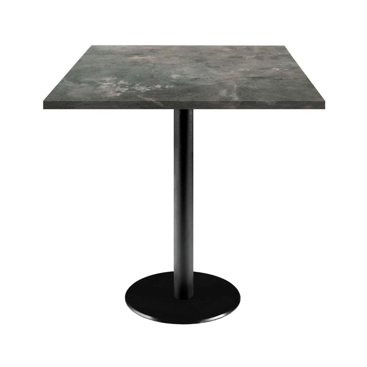 RestooTab Tisch Rome quadratisch - Dekor Stein 70x70x75 cm (LxBxH); Platte graublau, Gestell schwarz; quadratisch