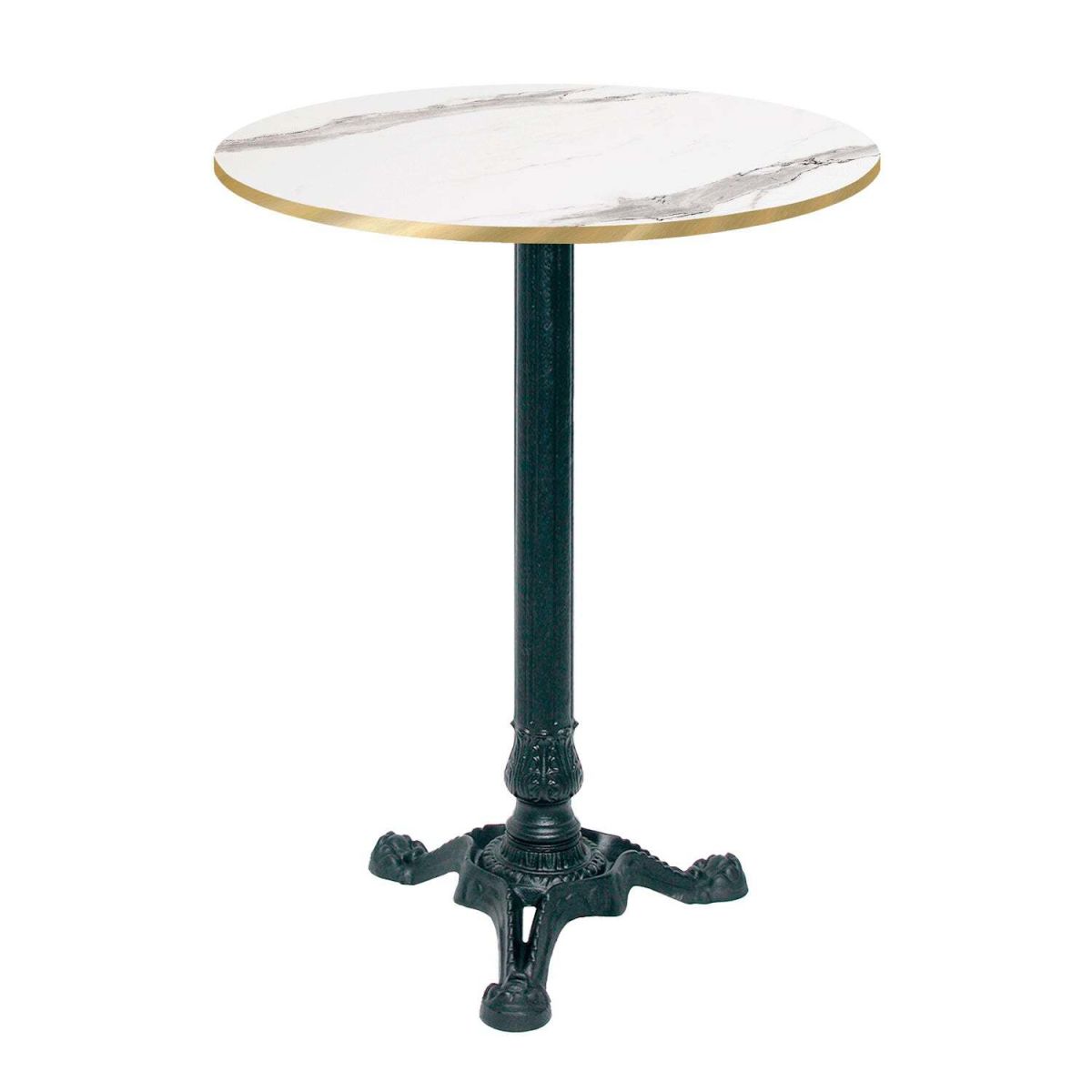 RestooTab Stehtisch Bistrot rund - Kanten messingfarben 60x60x113x60 cm (LxBxHxØ); weiß/grau/messing; Gestell schwarz; rund