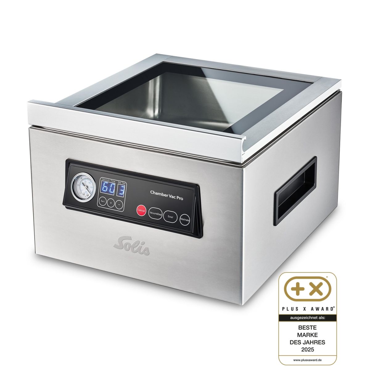 Solis Kammervakuumierer 4 Vakuumpumpen (1 bar), Marinierfunktion, Vakuumkammer; 37x27.5x37x43.5 cm (LxBxTxH); silber