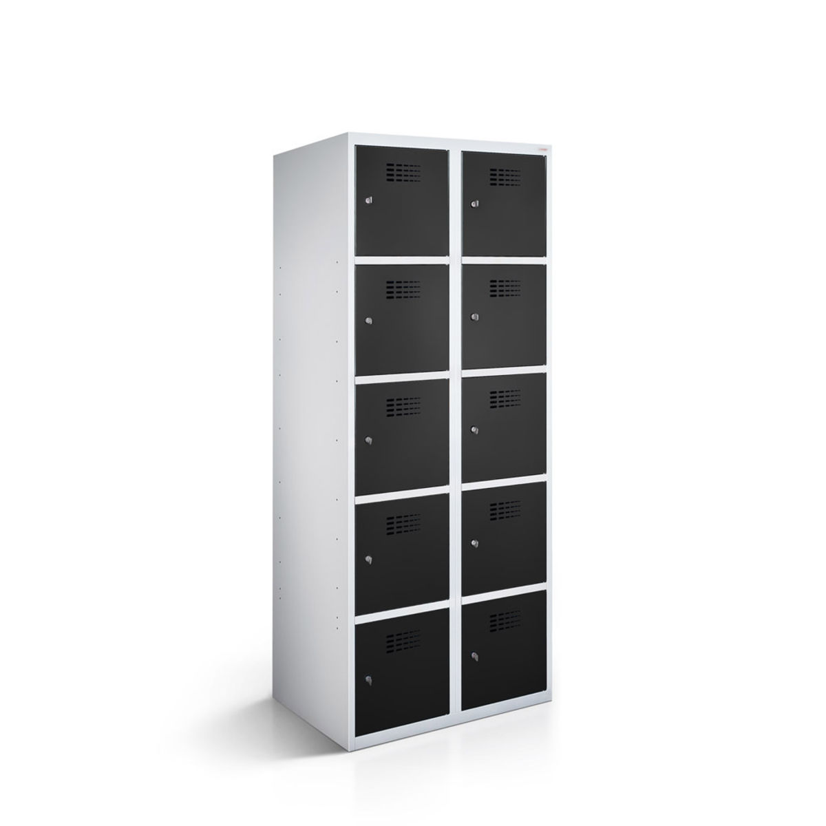 rotstahl Fächerschrank 10 Fächer mit lichtgrauem Korpus 60x50x180 cm (BxTxH); schwarz