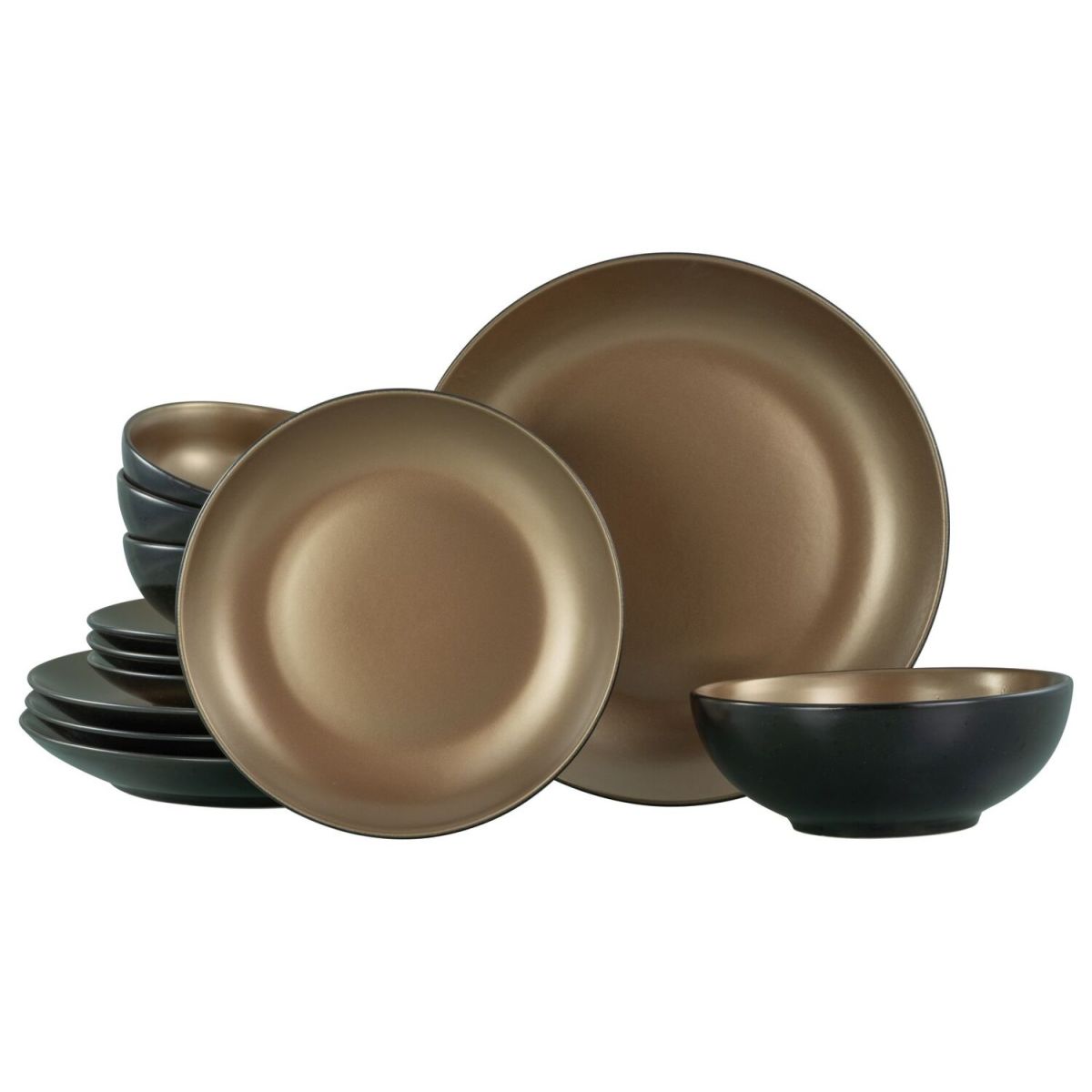 Glamour Gold - set di piatti 12 pz CreaTable; oro
