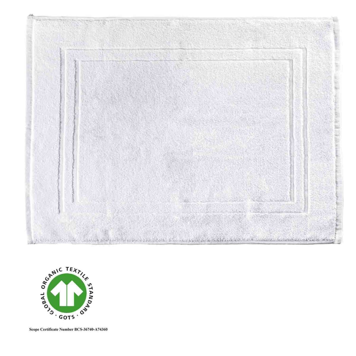 bertsch Hotelwäsche GOTS-Walkfrottier Badvorleger weiss 50x70 cm, 500 g/qm, 2-Streifen Ringsum-Bordüre 50x70 cm (BxL); weiß