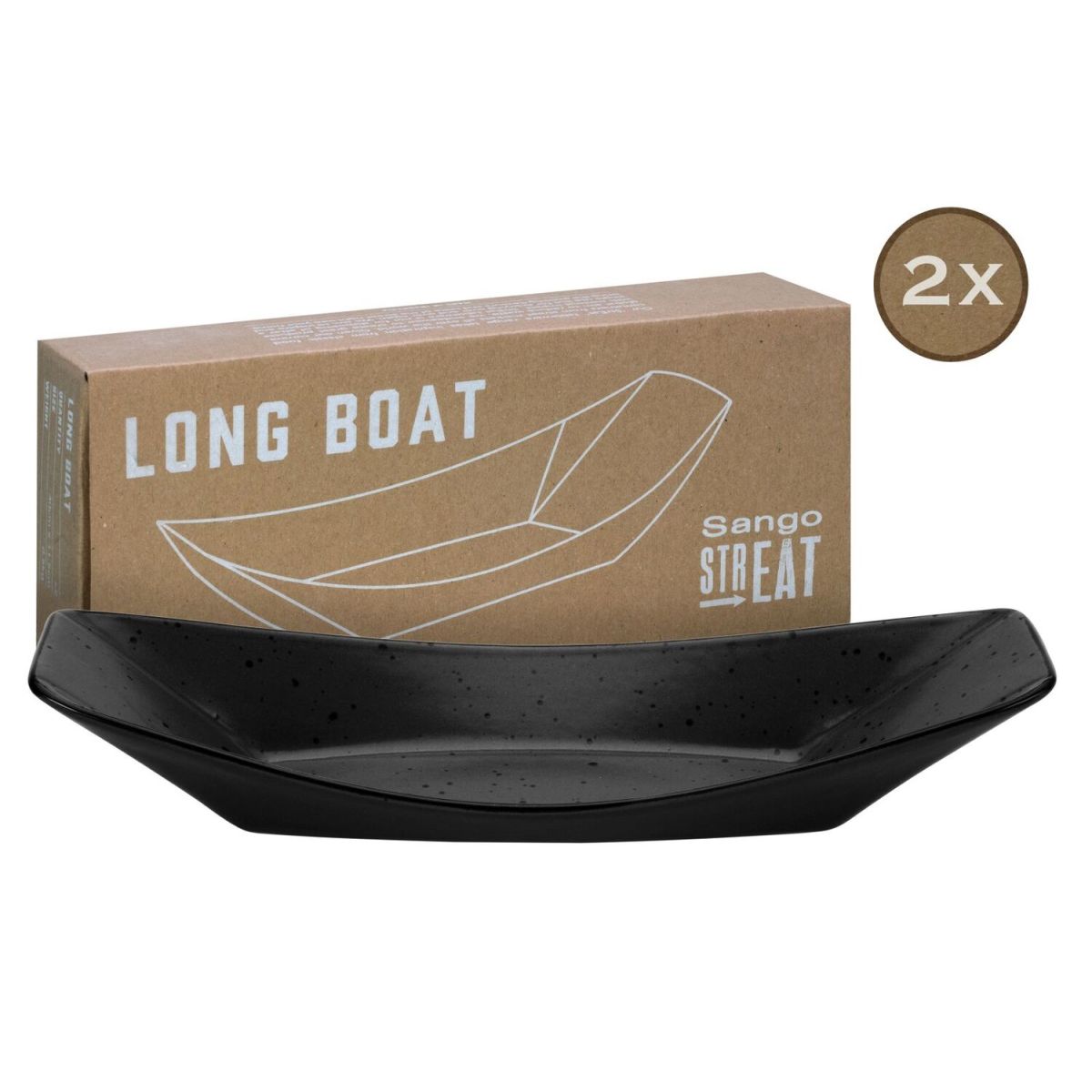 CreaTable STREET FOOD - 2-er Boat long grün 30x12x5.5 cm (LxBxH); schwarz; 2 Stück / Pack