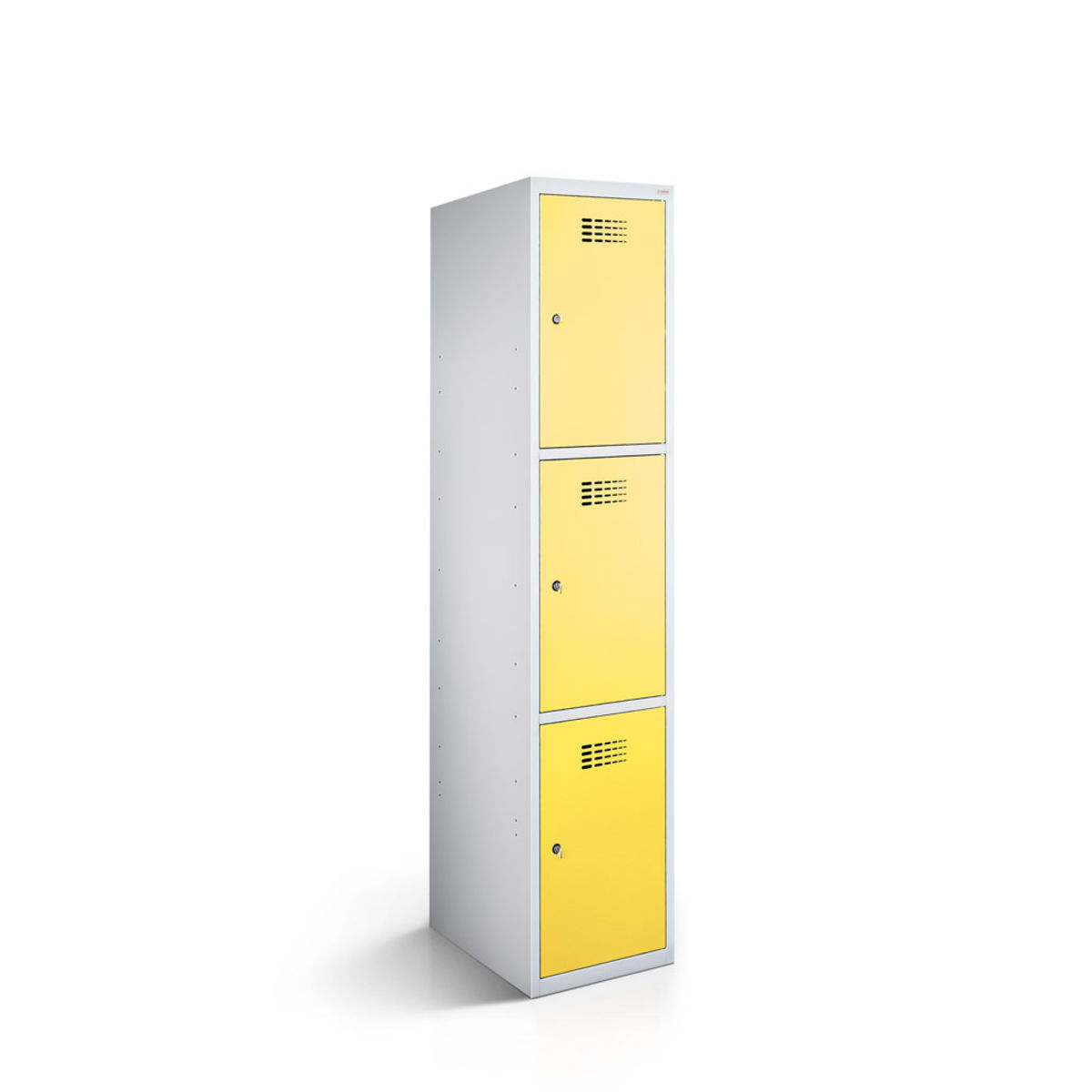 rotstahl Fächerschrank 3 Fächer mit lichtgrauem Korpus 30x50x180 cm (BxTxH); gelb