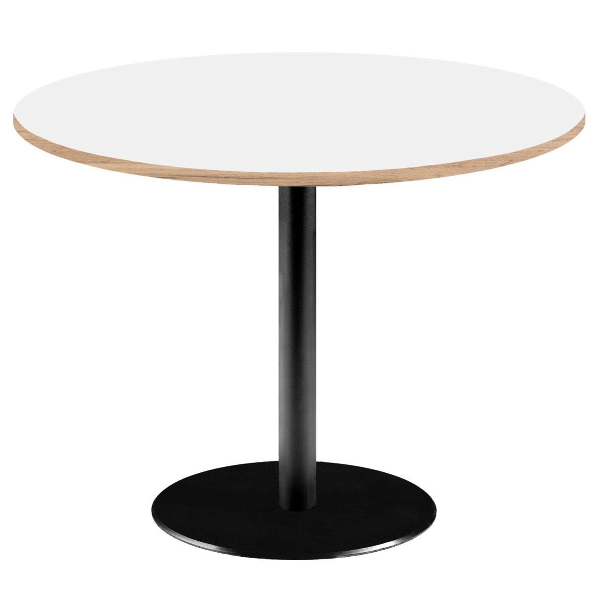 RestooTab Tisch Rome XL rund - Dekor Uni 75x120 cm (HxØ); Platte weiß, Gestell schwarz; rund