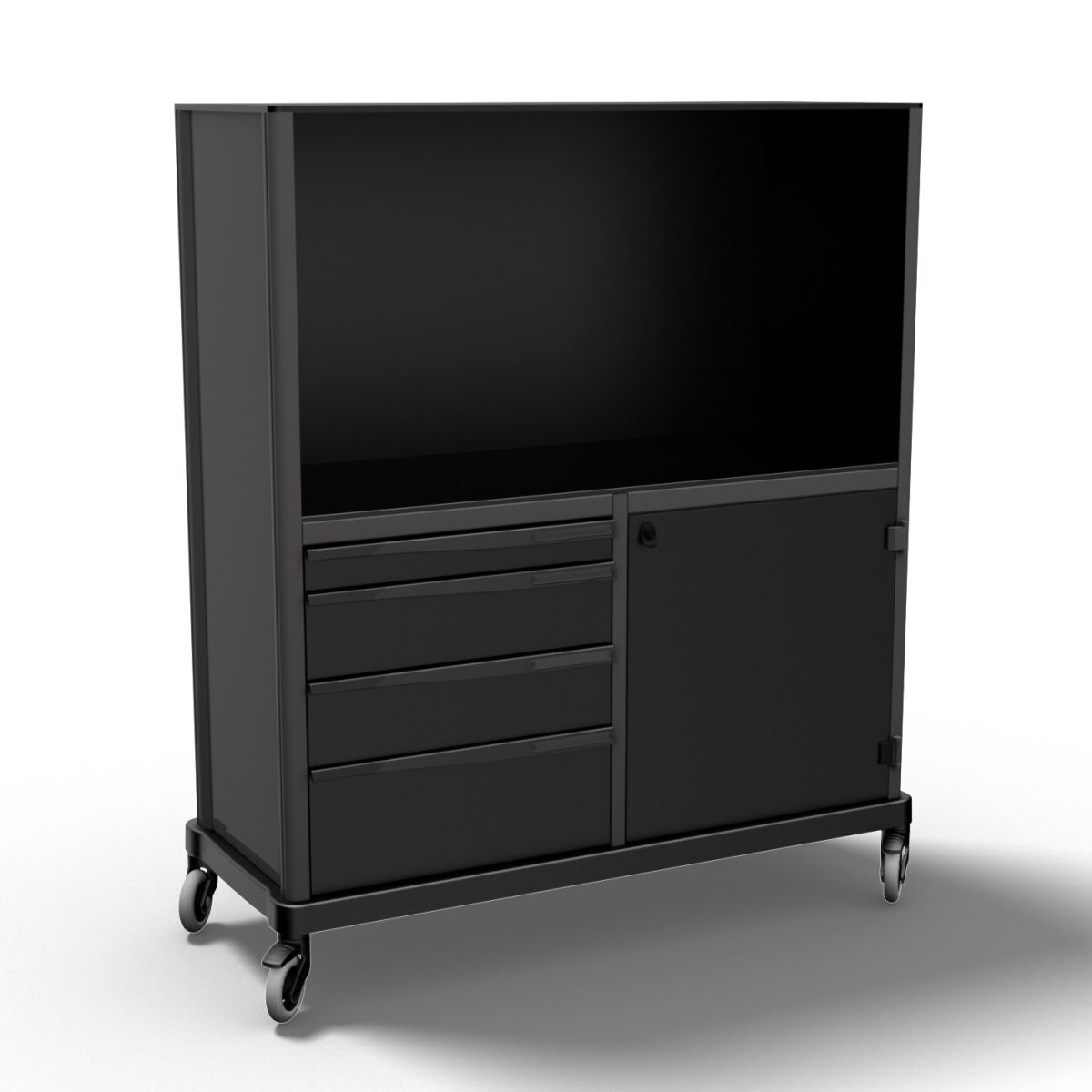 QUATRO Outdoor - Sideboard mit Schubladen, erweiterbar mit vielen Accessoires 139x57x182 cm (BxTxH); schwarz