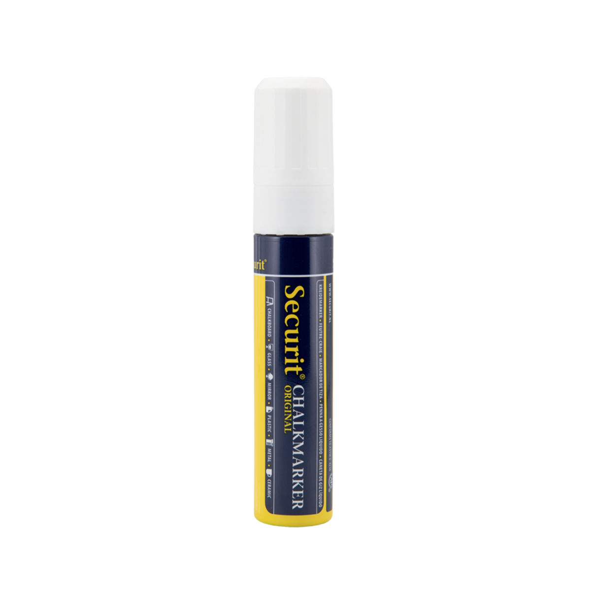 Pennarello a gesso liquido Punta rettangolare 7-15mm Securit; 2.7 cm (L), lunghezza carattere 27 mm; bianco