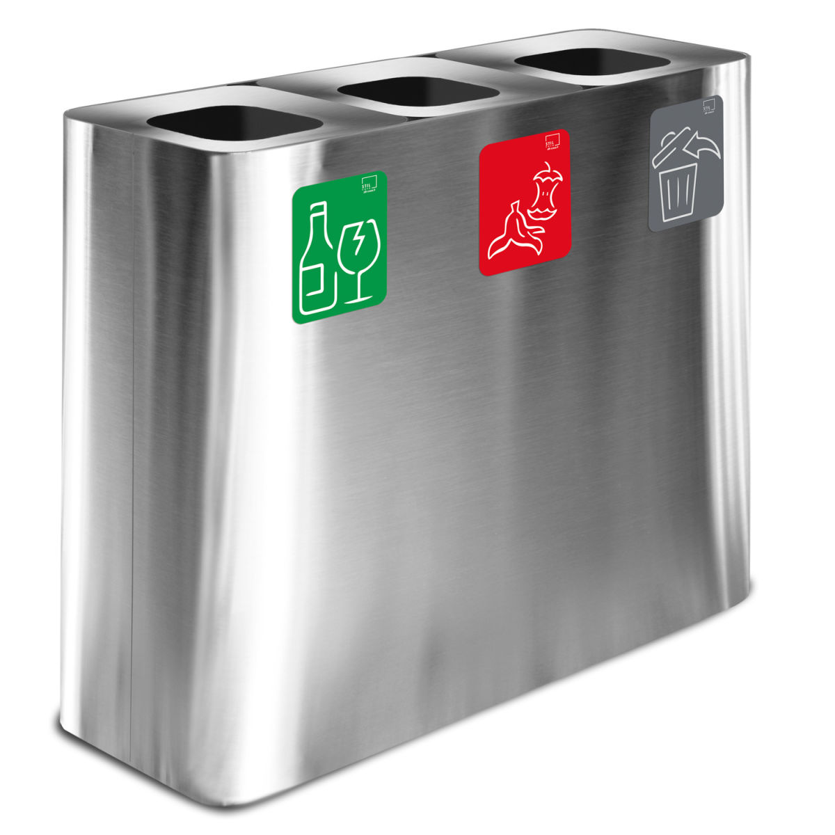 STIL CASA Stil Casa PURE Abfallsammelsystem, Edelstahl, satinierter Deckel 140 l, 91x31x80.3 cm (LxBxH); silber; rechteckig