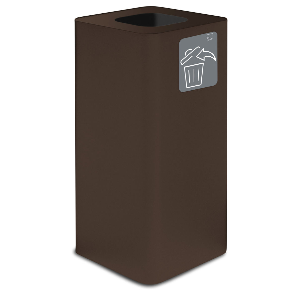 STIL CASA Stil Casa PURE Abfallsammelbehälter, Stahl lackiert 100 l, 38.3x38.3x82.5 cm (LxBxH); rostbraun; rechteckig