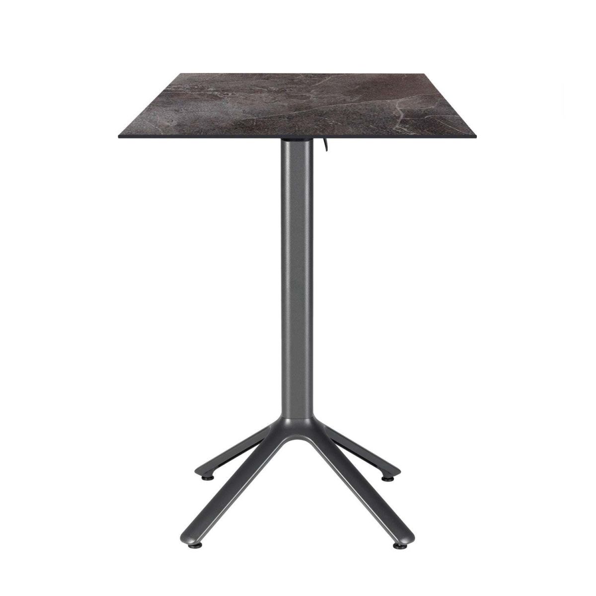 Tavolo alto pieghevole Nemo da esterno 60x60 RestooTab; 60x60x110 cm (LxLxH); Piano tavolo grigio scuro, struttura grigio scuro; quadrata