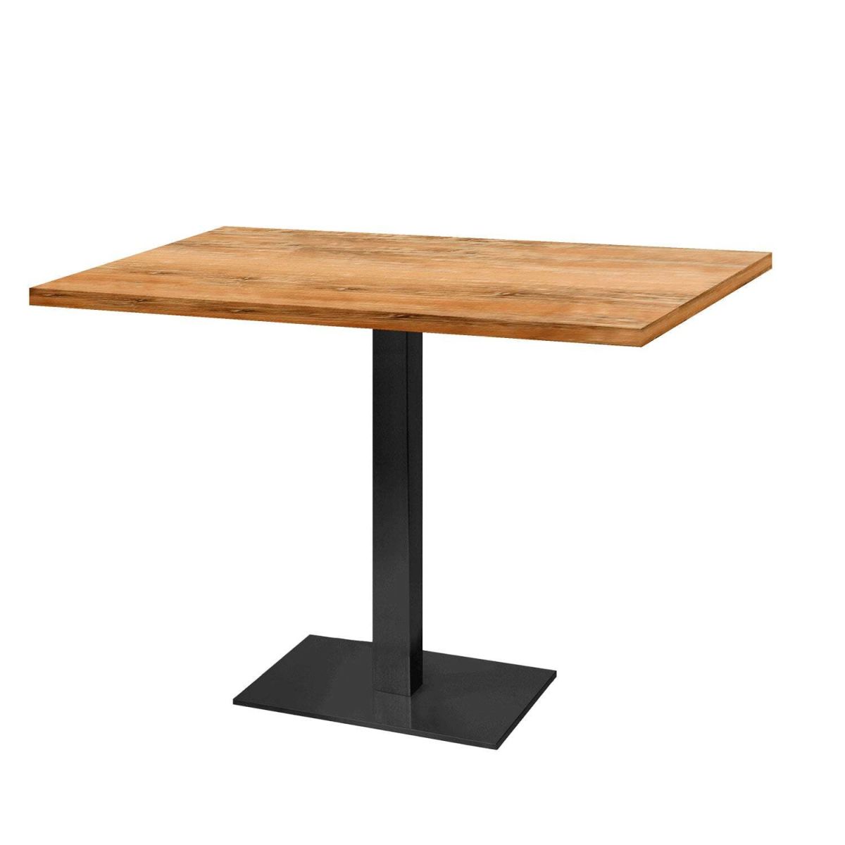 RestooTab Tisch Milan rechteckig - Dekor Stein & Holz 120x70x75 cm (LxBxH); Platte eiche antik, Gestell schwarz; rechteckig