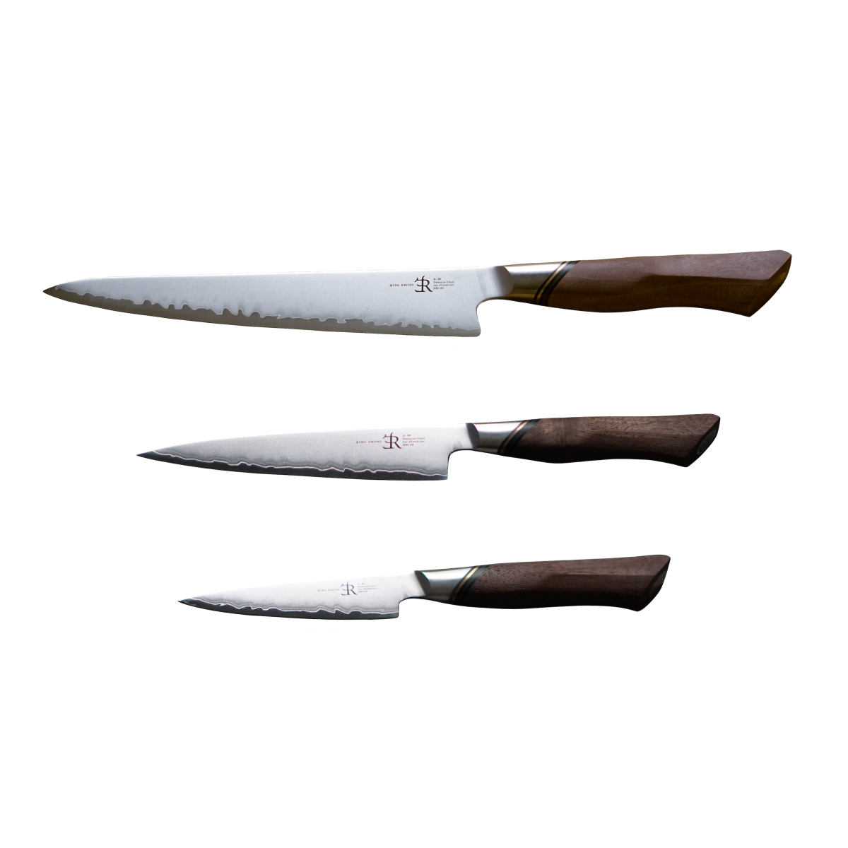 Ryda Knives Kochmesser 3-tlg. Set A30: Tranchiermesser, Universalmesser, Schälmesser silber/braun
